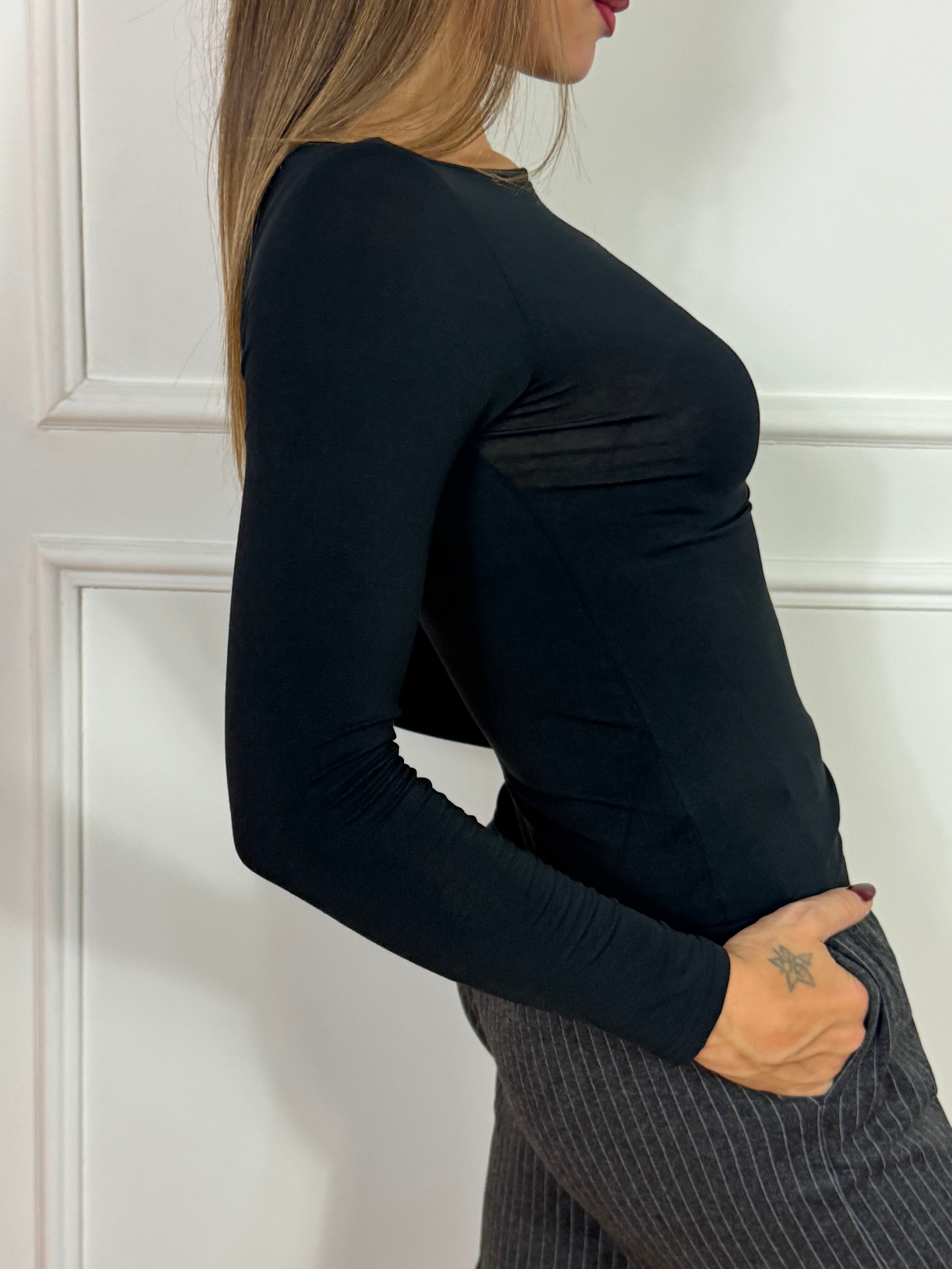 Maglia seconda pelle Ragno misto cashmere scollo barchetta