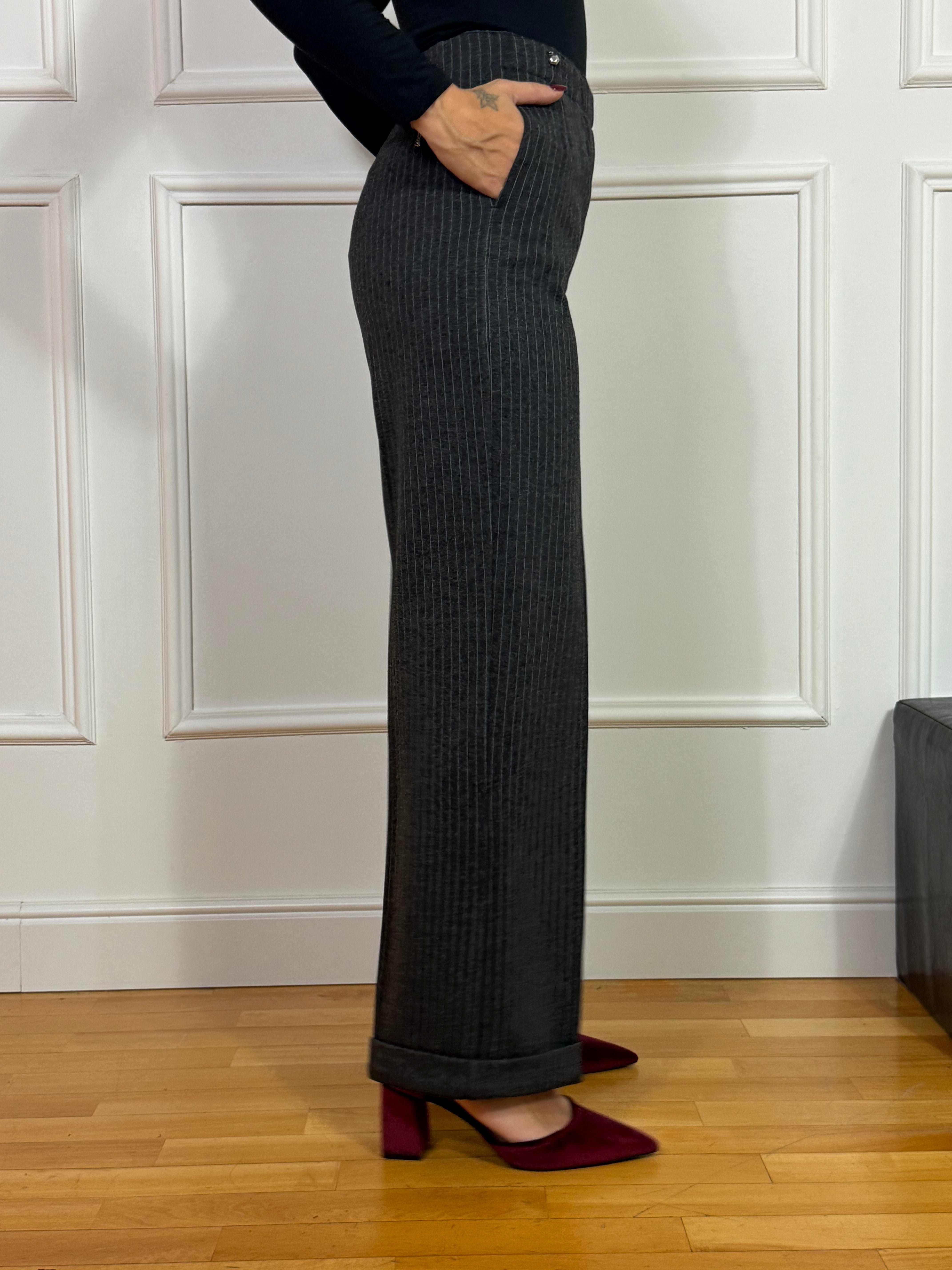 Pantalone WIDE WITH POCKETS Ragno FANTASIA GESSATA - GAMBA DRITTA