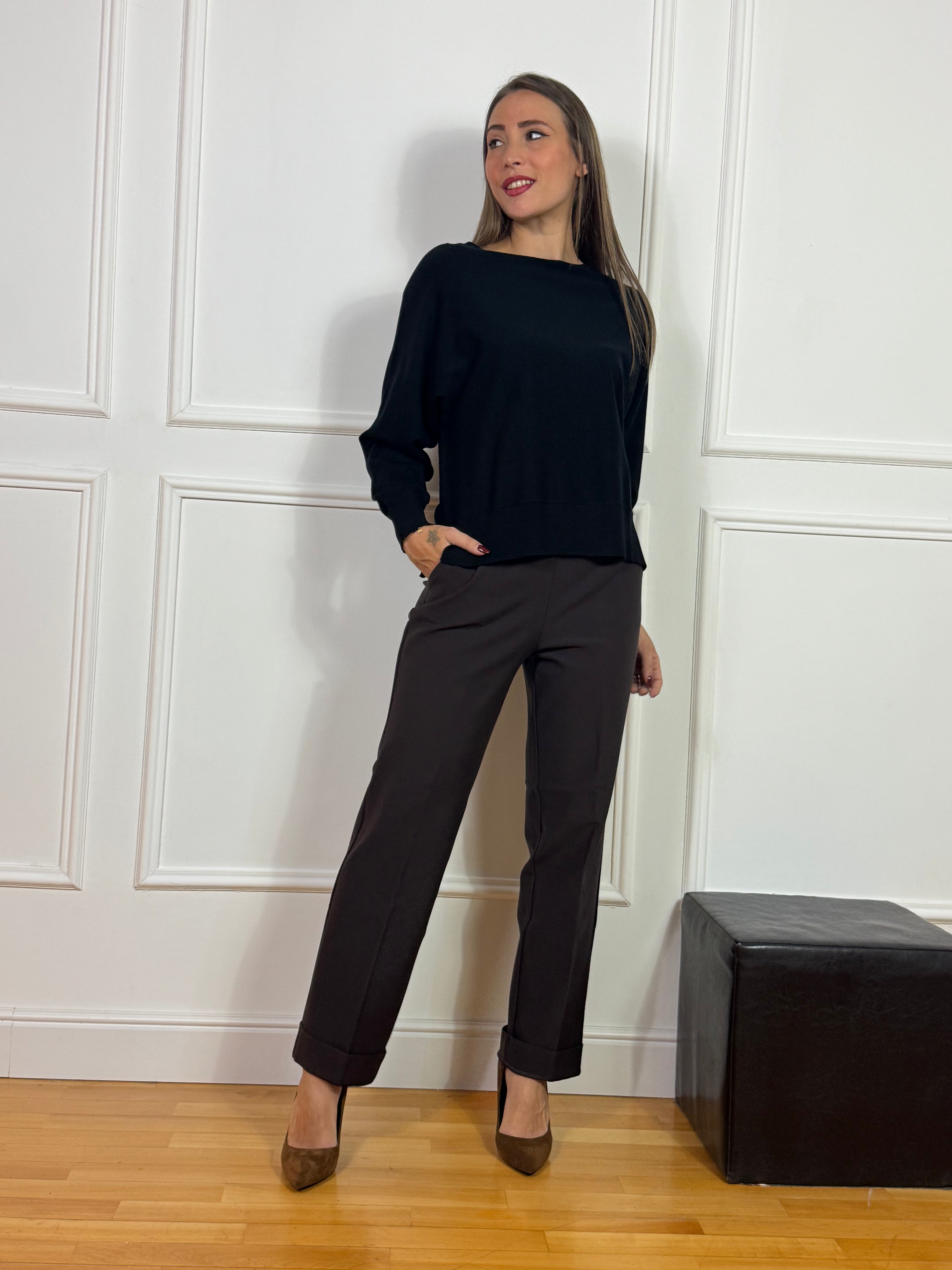 Pantalone WIDE with pockets Ragno TINTA UNITA - GAMBA DRITTA