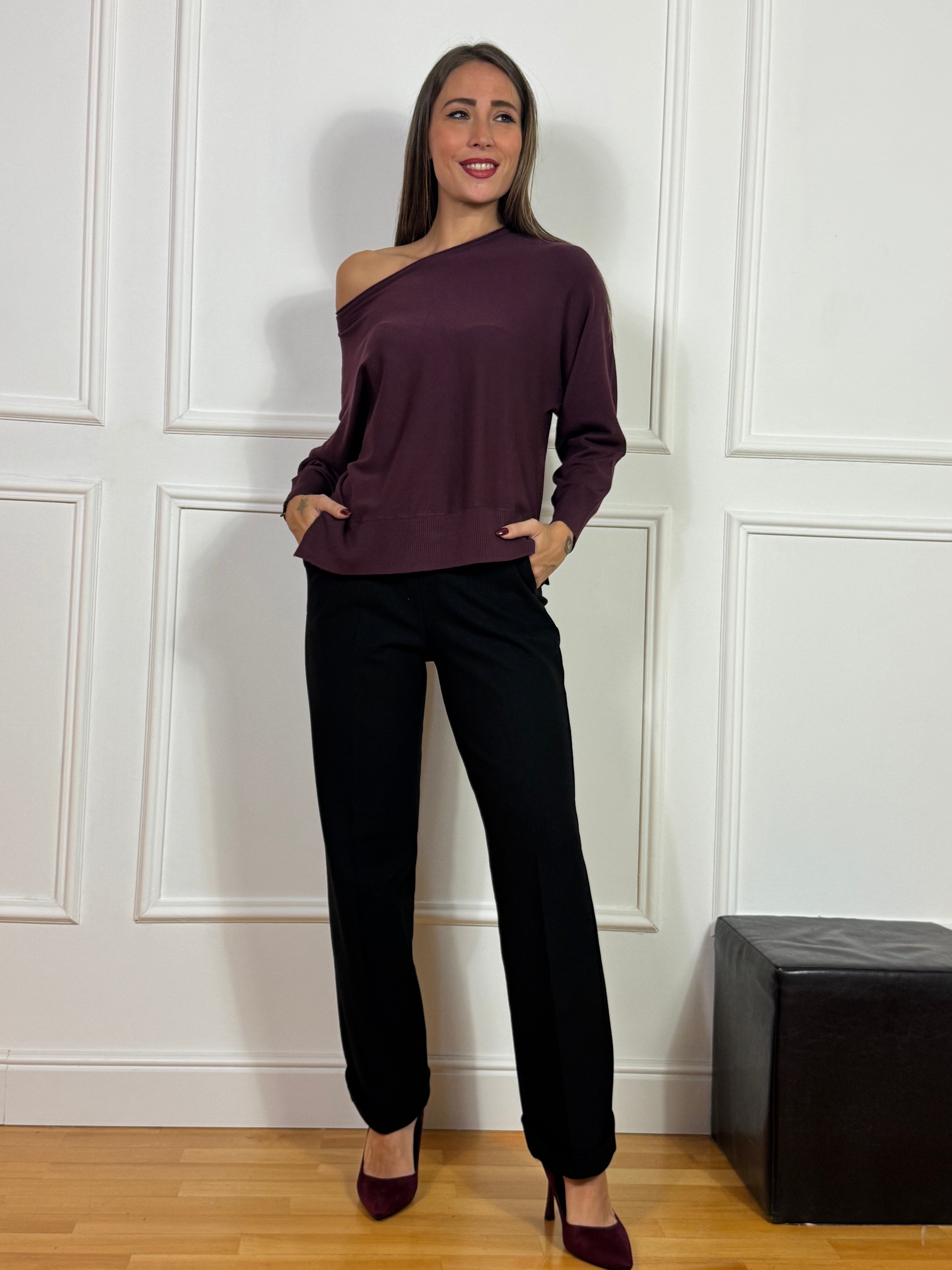 Pantalone WIDE with pockets Ragno TINTA UNITA - GAMBA DRITTA