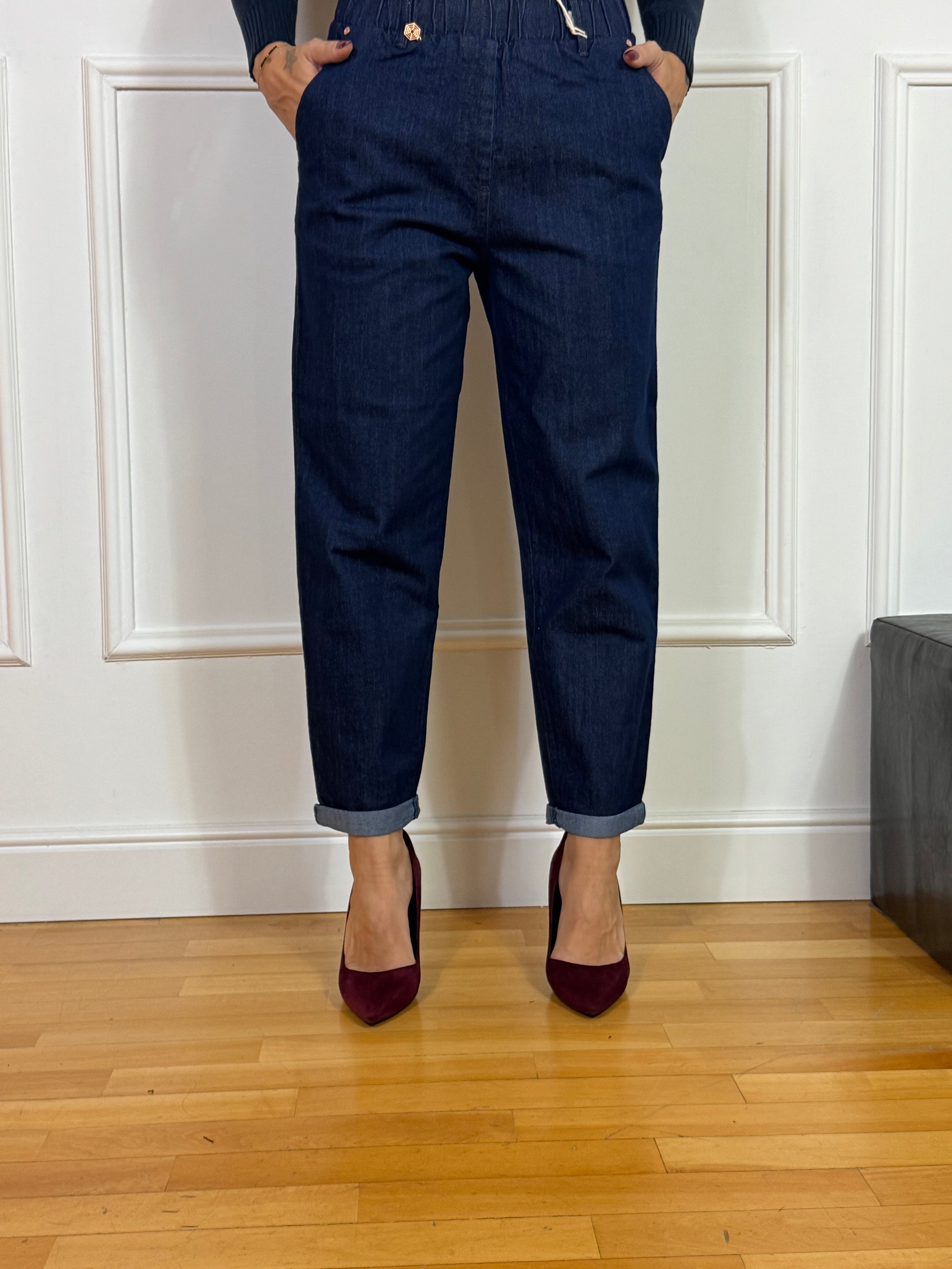 Jeans chambray Ragno - CARROT with POCKETS - Colore PERSIA