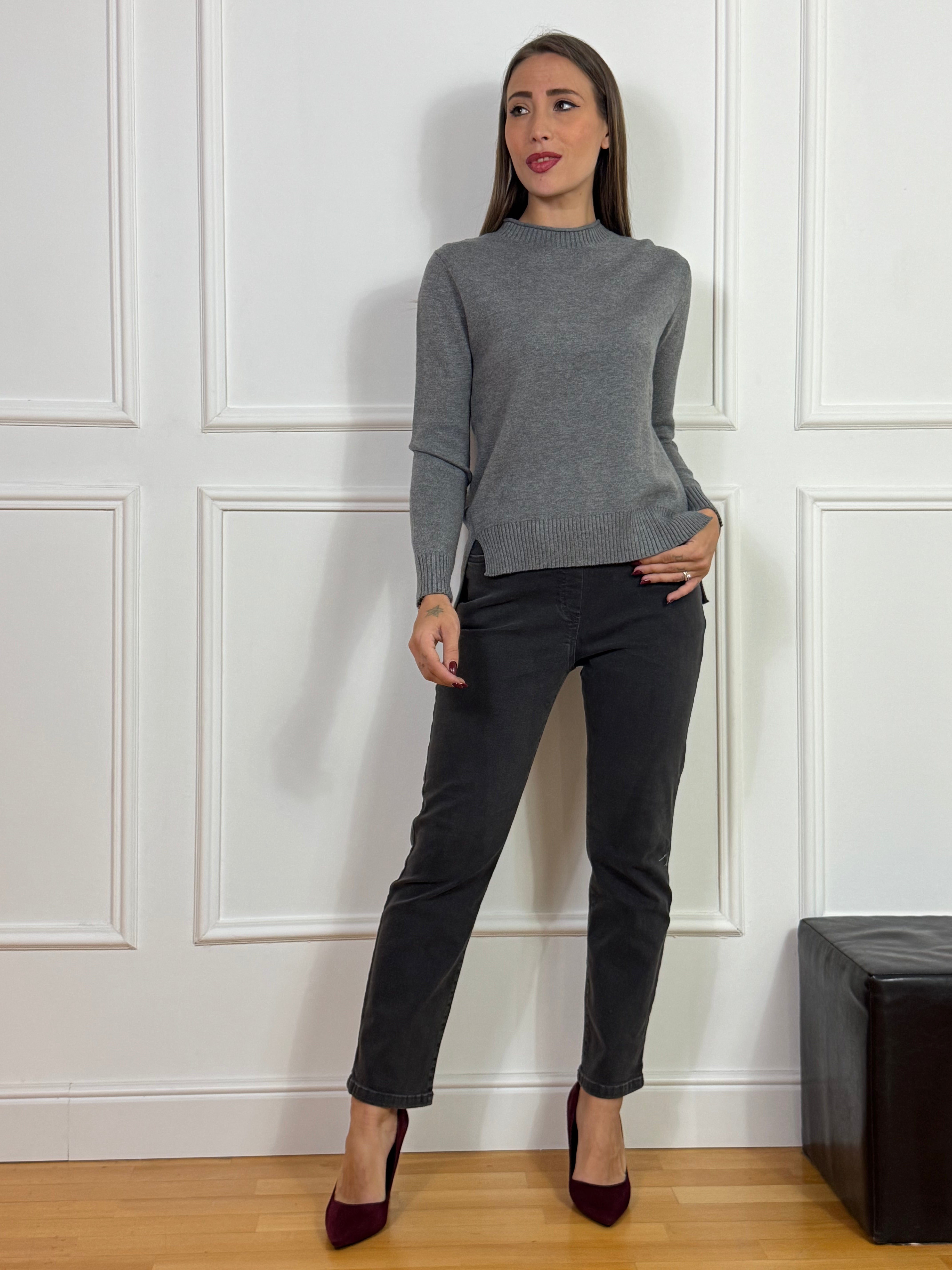 Jeans chambray Ragno STRAIGHT WITH POCKETS - Colore ANTRACITE - GAMBA STRETTA