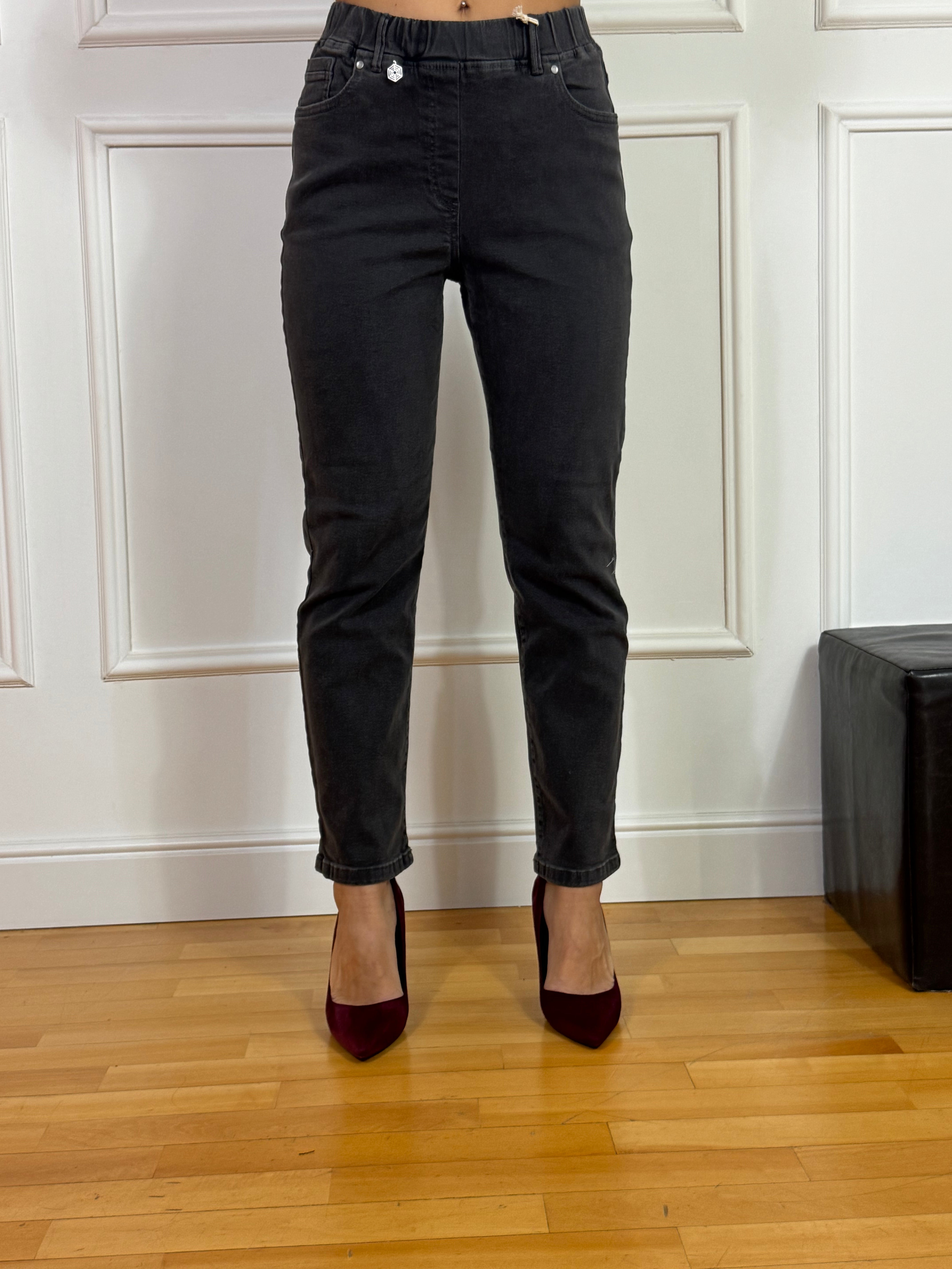 Jeans chambray Ragno STRAIGHT WITH POCKETS - Colore ANTRACITE - GAMBA STRETTA