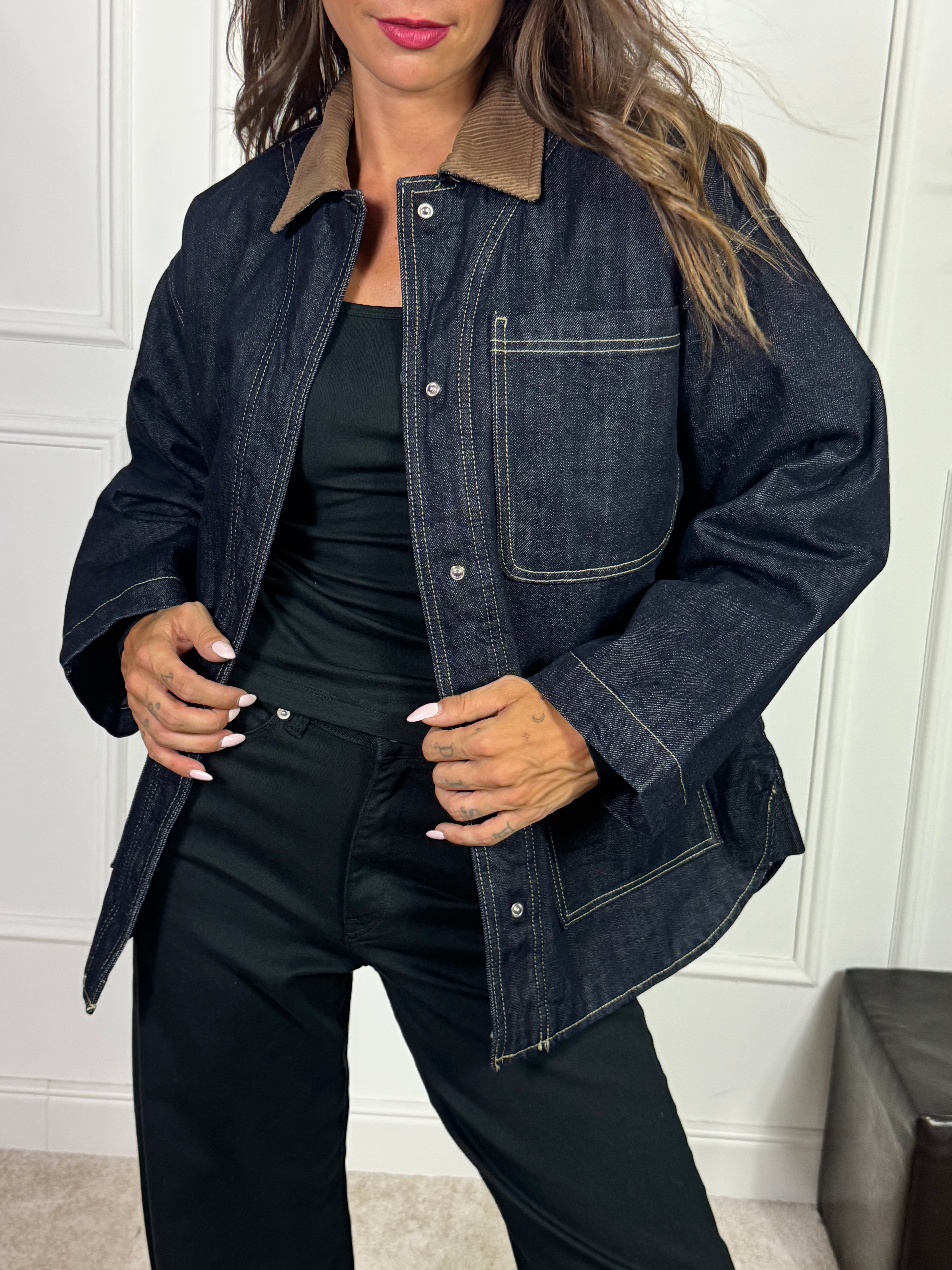 GIACCA OVER JEANS JJXX FLYNN BARN JACKET - colletto VELLUTO
