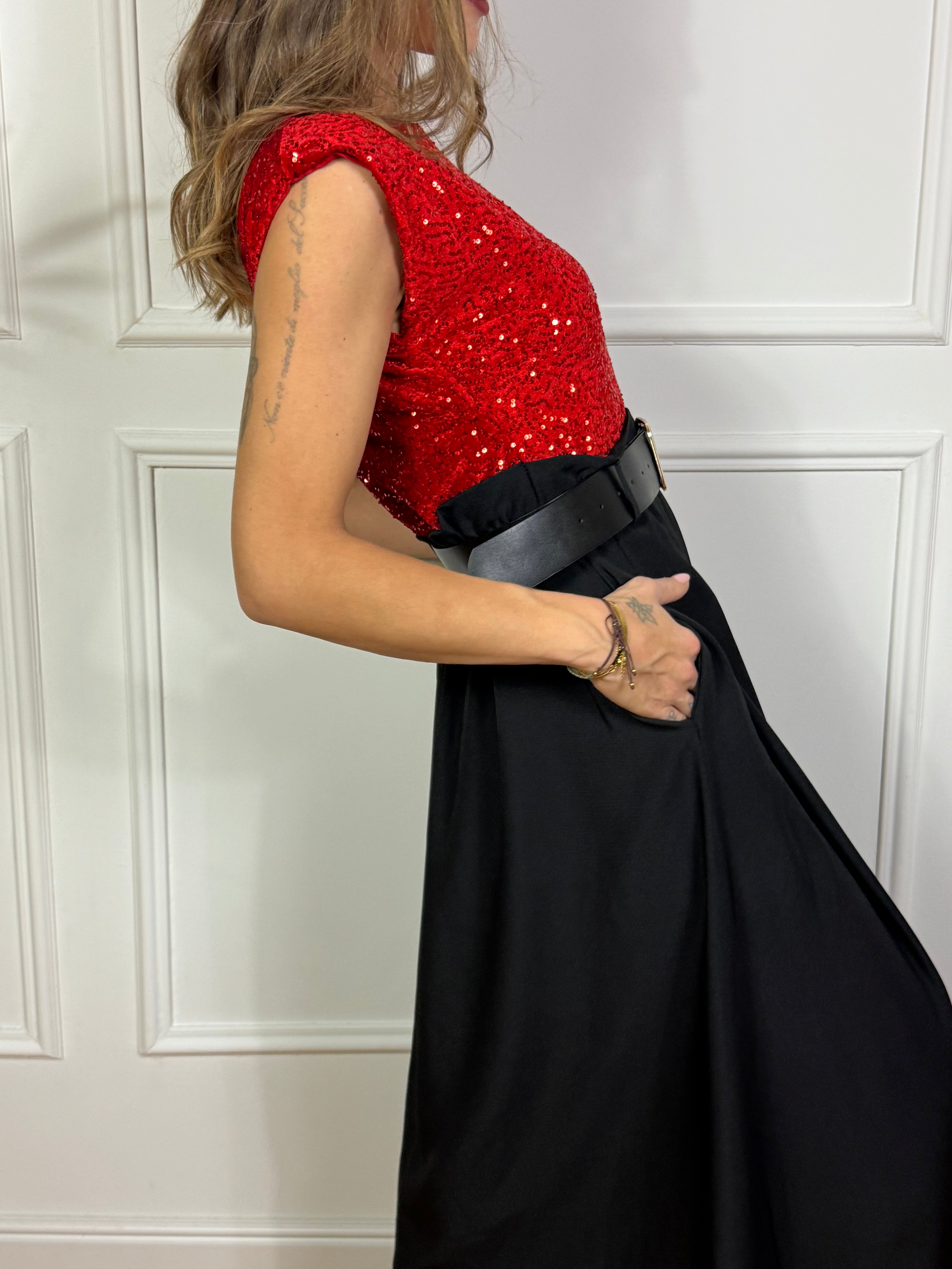 Abito LUNGO Victoria ILMH PAILLETTES E GONNA AMPIA SVASATA