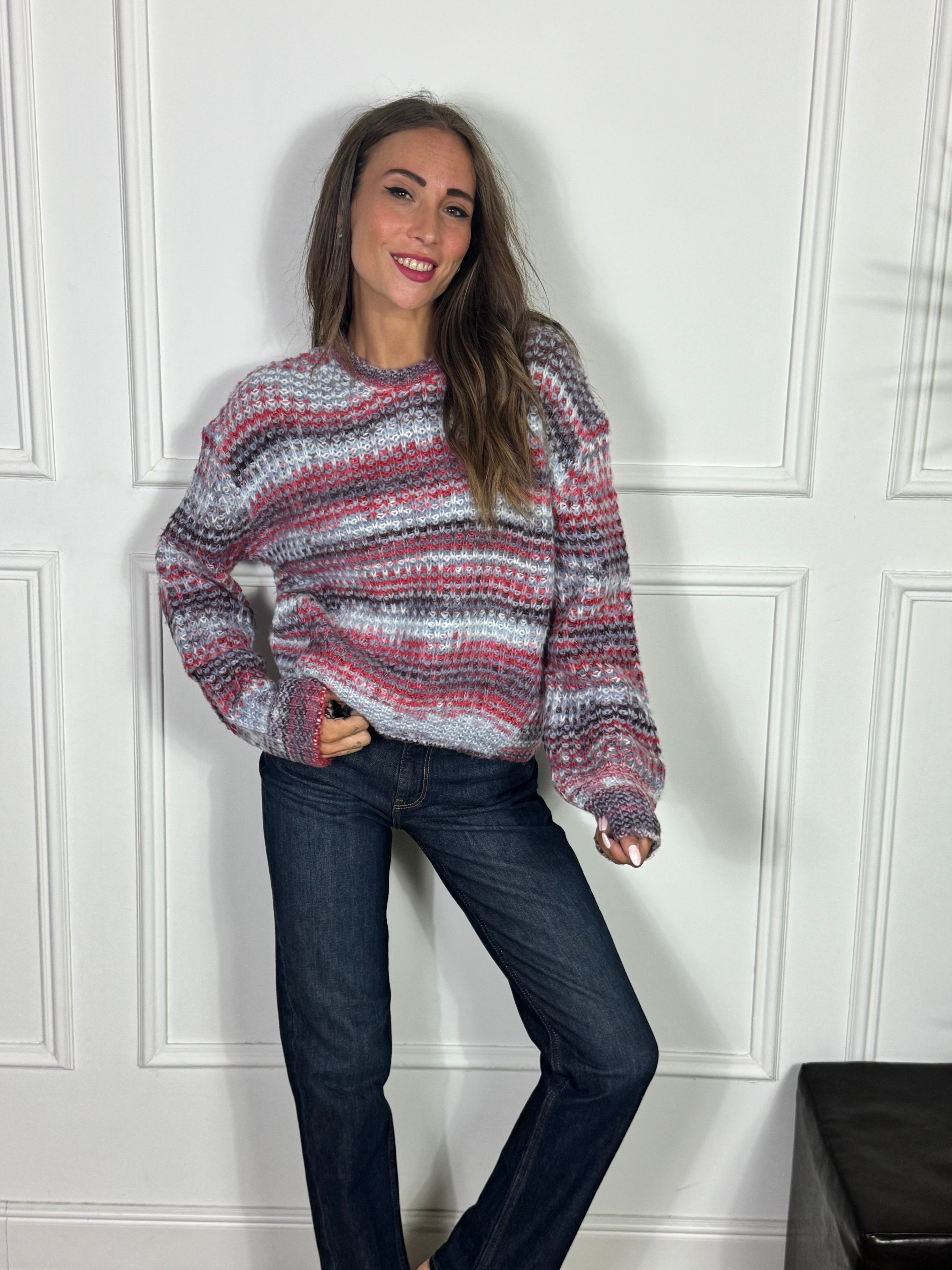 Maglia uncinetto multicolor JJXX SIMONA SPACE DYE CREW NECK KNIT