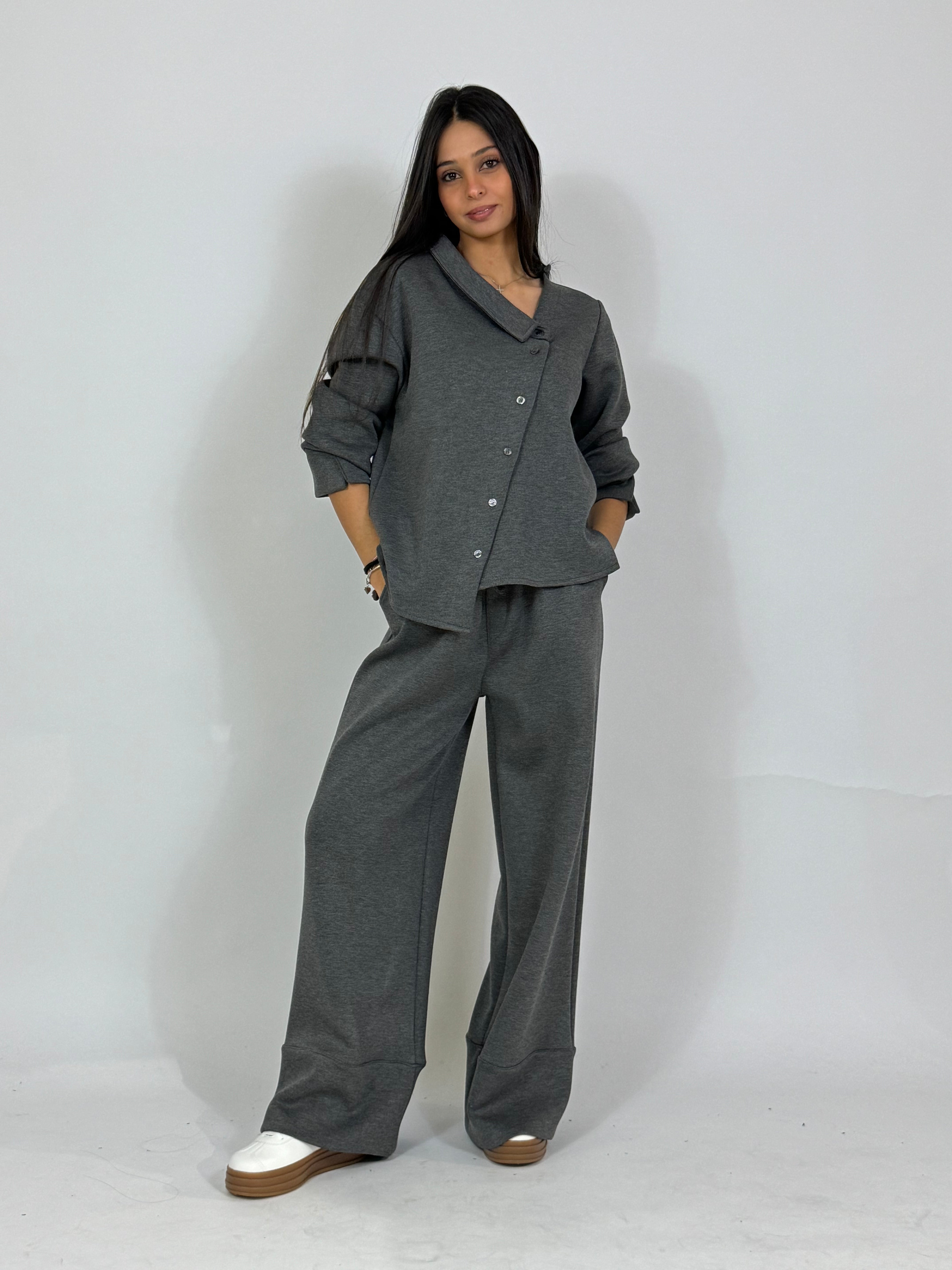 Pantalone con coulisse Victoria ILMH in tessuto tecnico elasticizzato con bordo alto