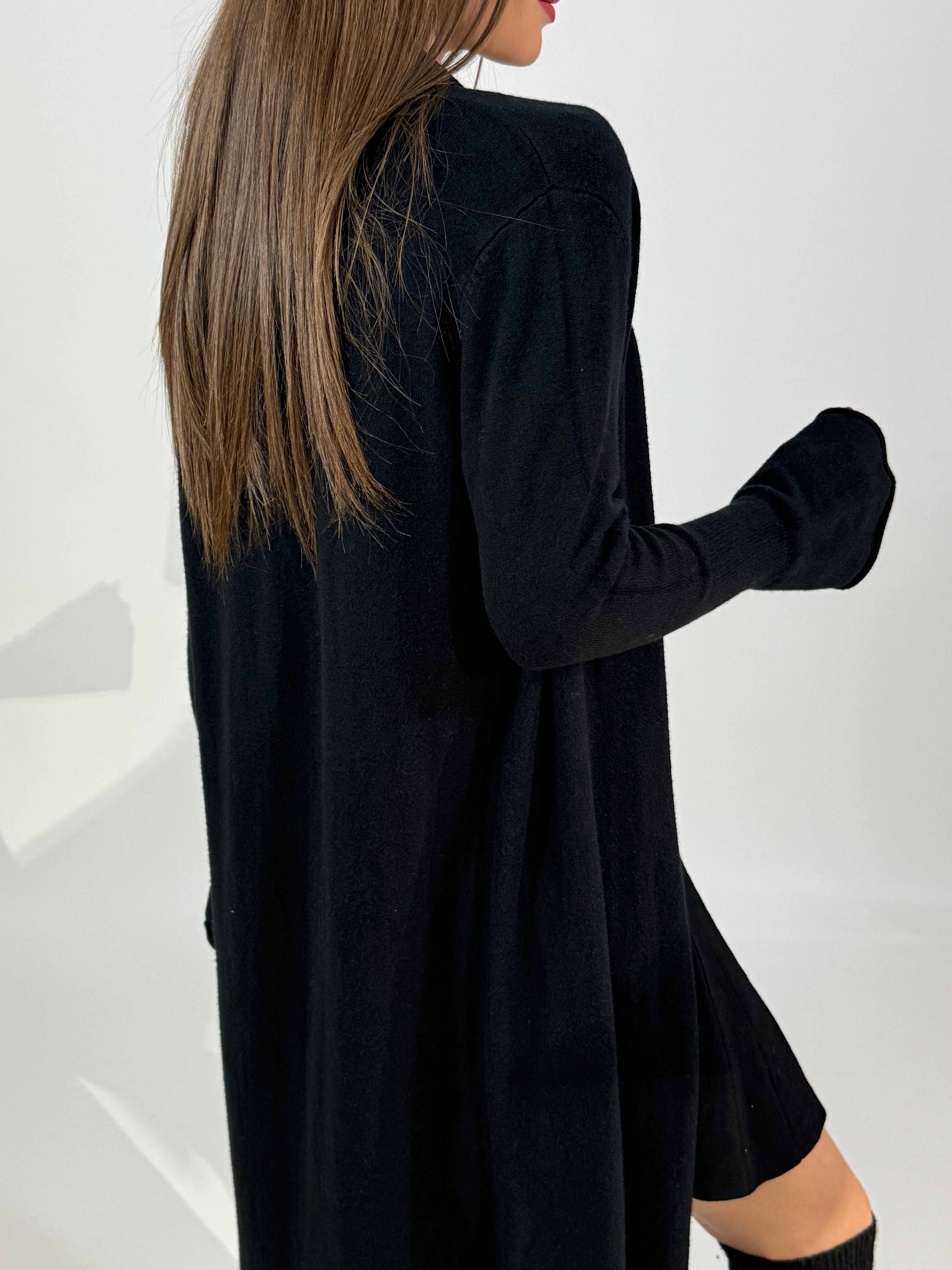 CARDIGAN LUNGO in maglia sottile Victoria ILMH MANICA A CALLA