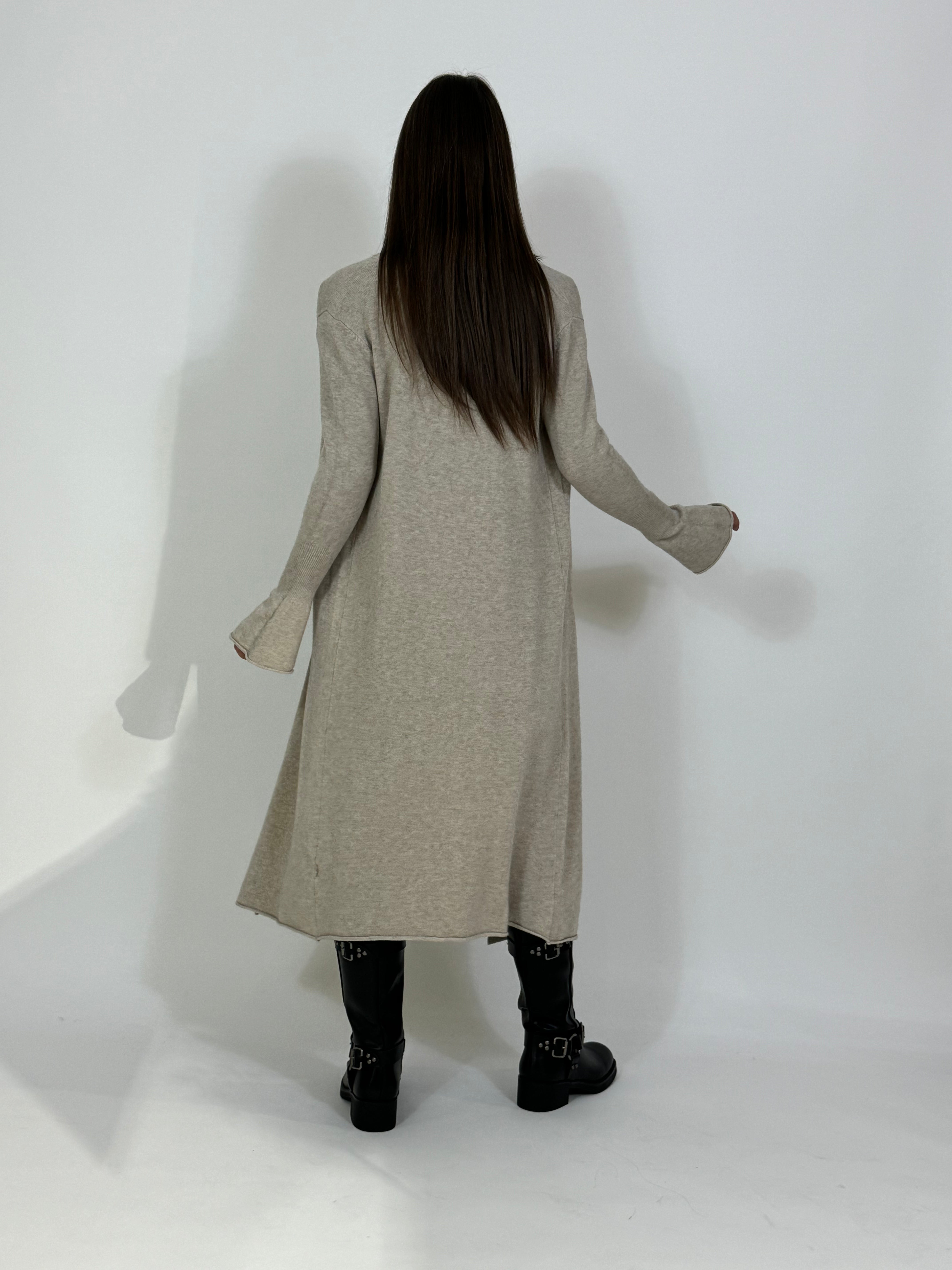 CARDIGAN LUNGO in maglia sottile Victoria ILMH MANICA A CALLA