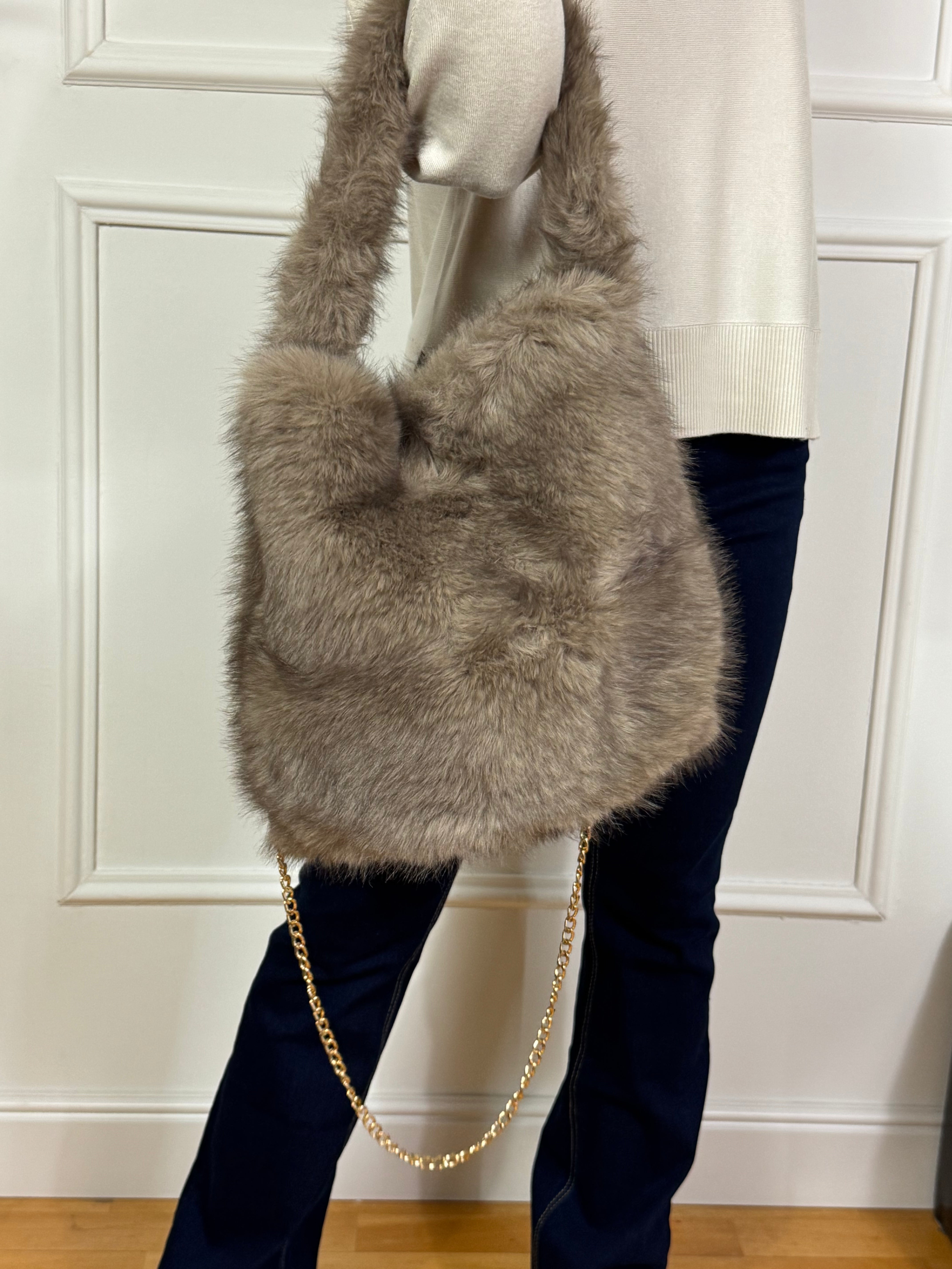 Borsa SECCHIELLO PELUCHE Victoria ILMH - GRANDE - TORTORA