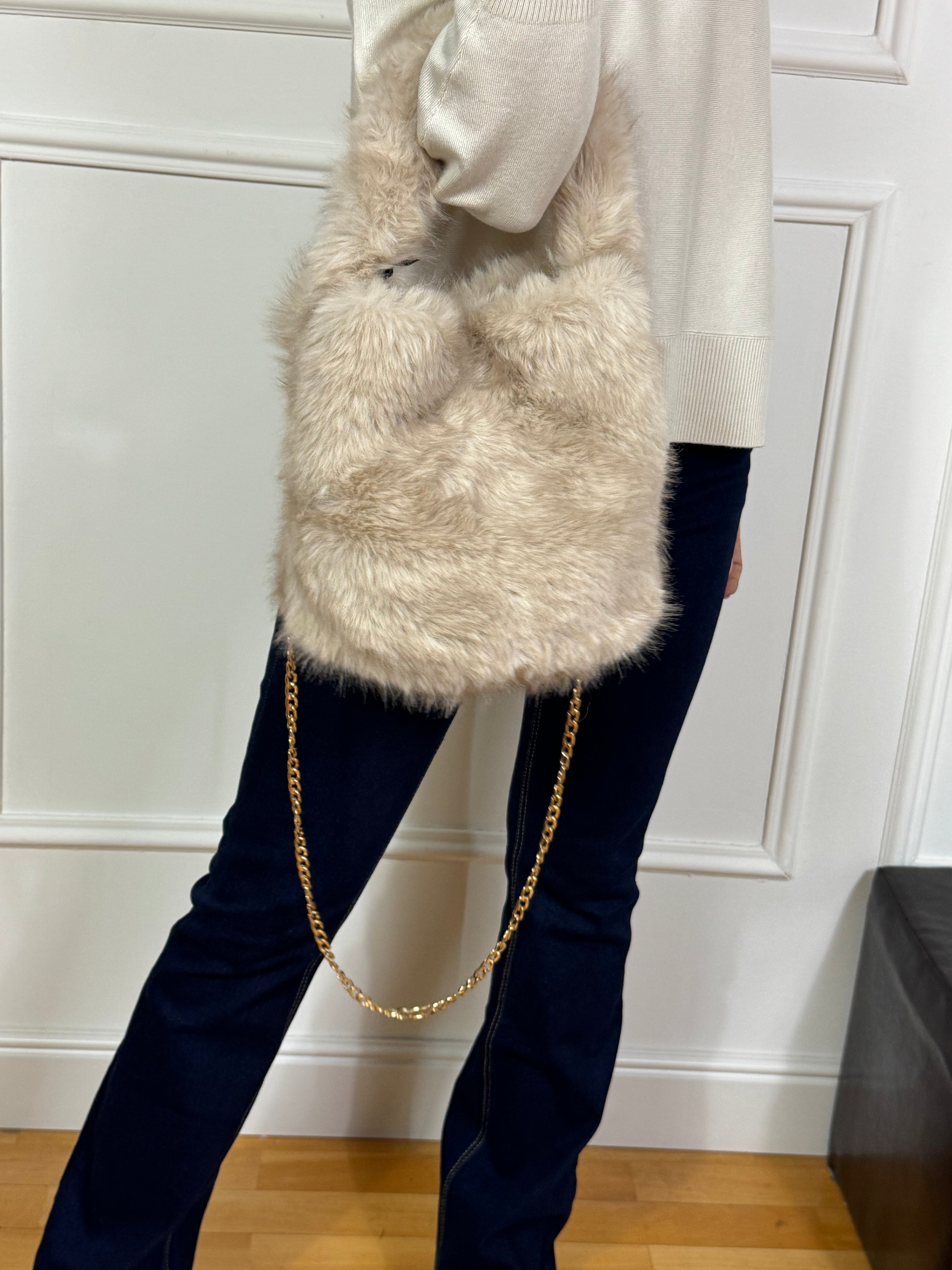 Borsa SECCHIELLO PELUCHE Victoria ILMH - PICCOLA - PANNA