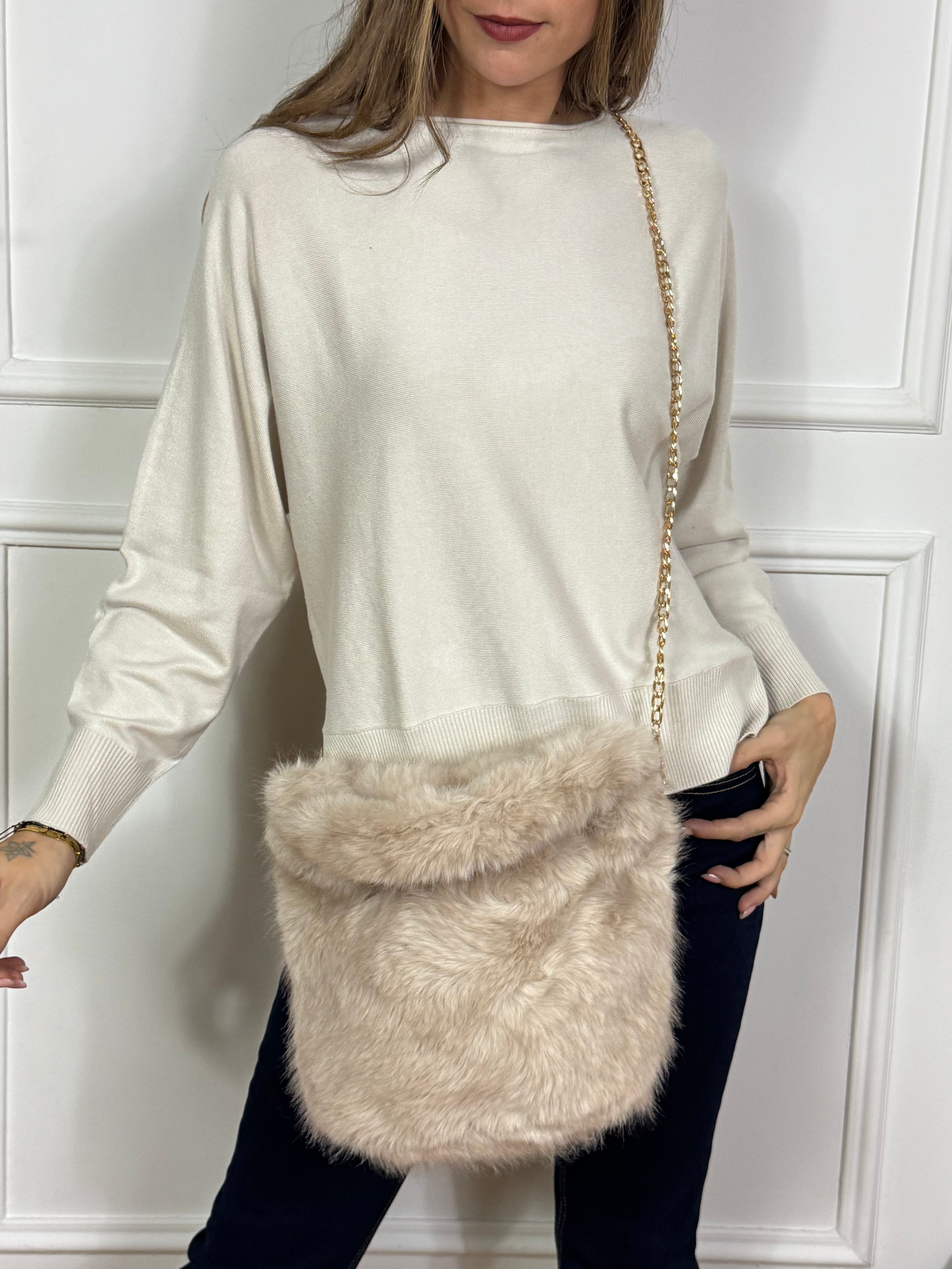 Borsa SECCHIELLO PELUCHE Victoria ILMH - PICCOLA - PANNA