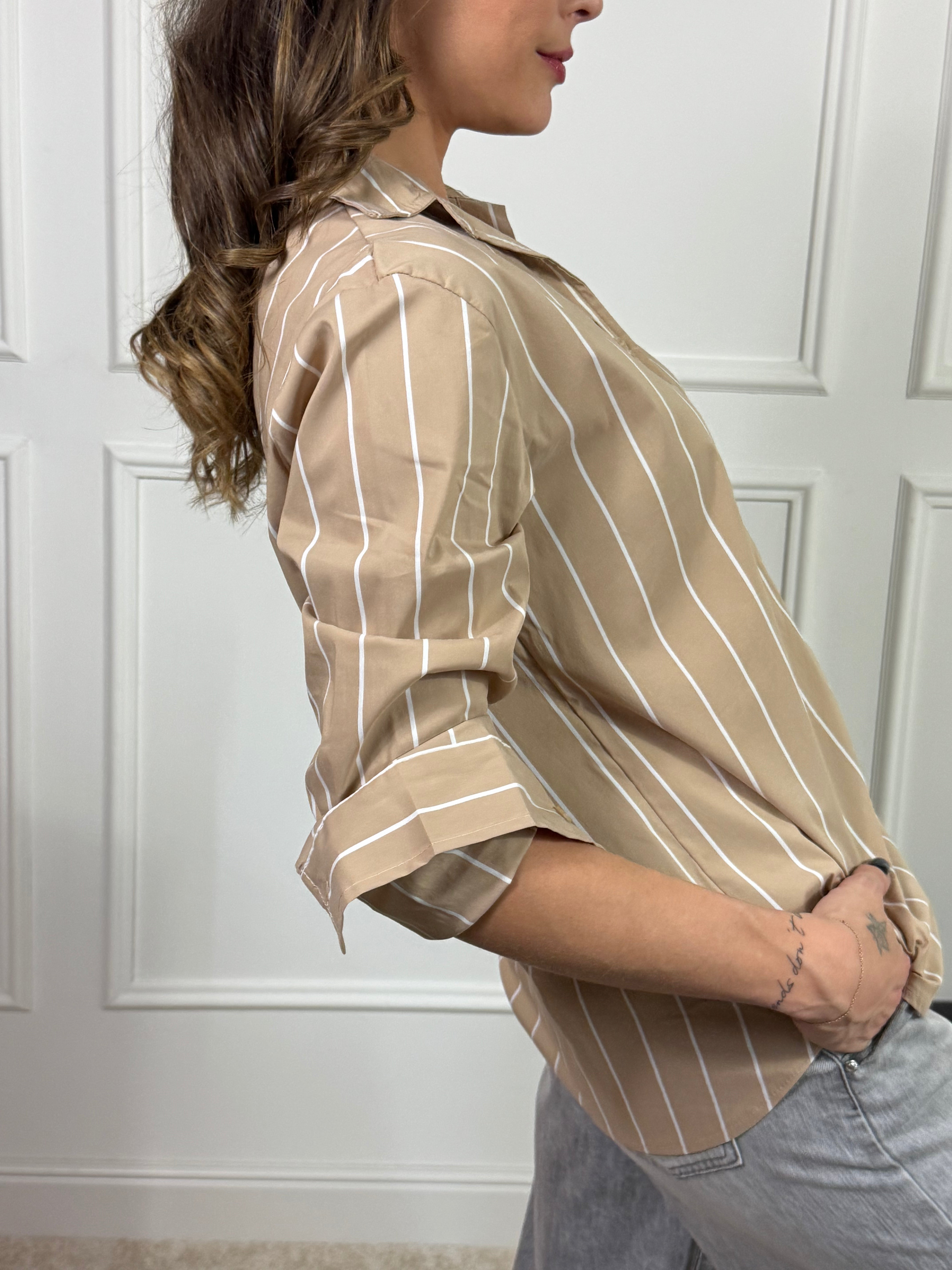 Camicia in cotone COMODA Victoria ILMH RIGHE VERTICALI