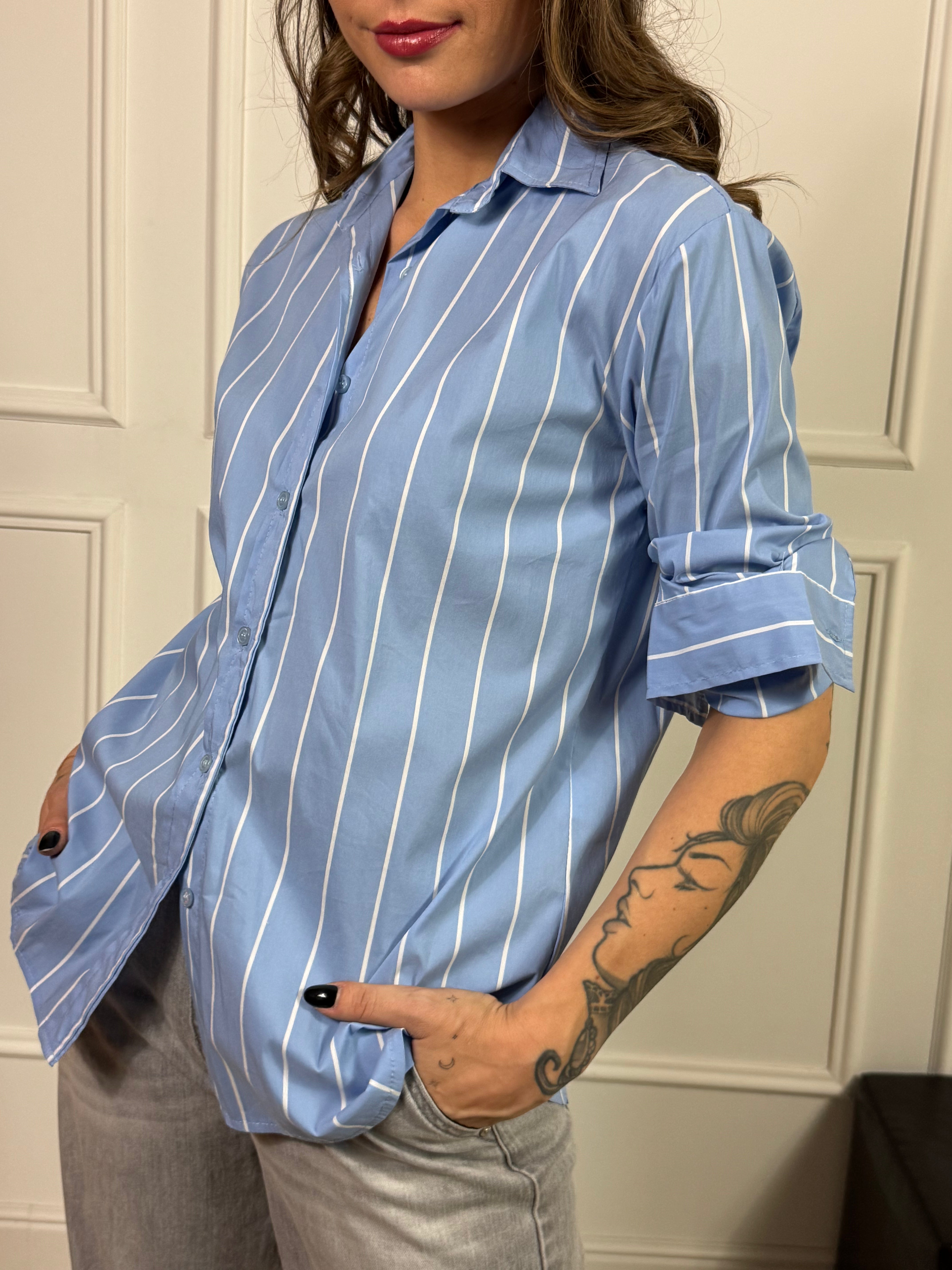 Camicia in cotone COMODA Victoria ILMH RIGHE VERTICALI