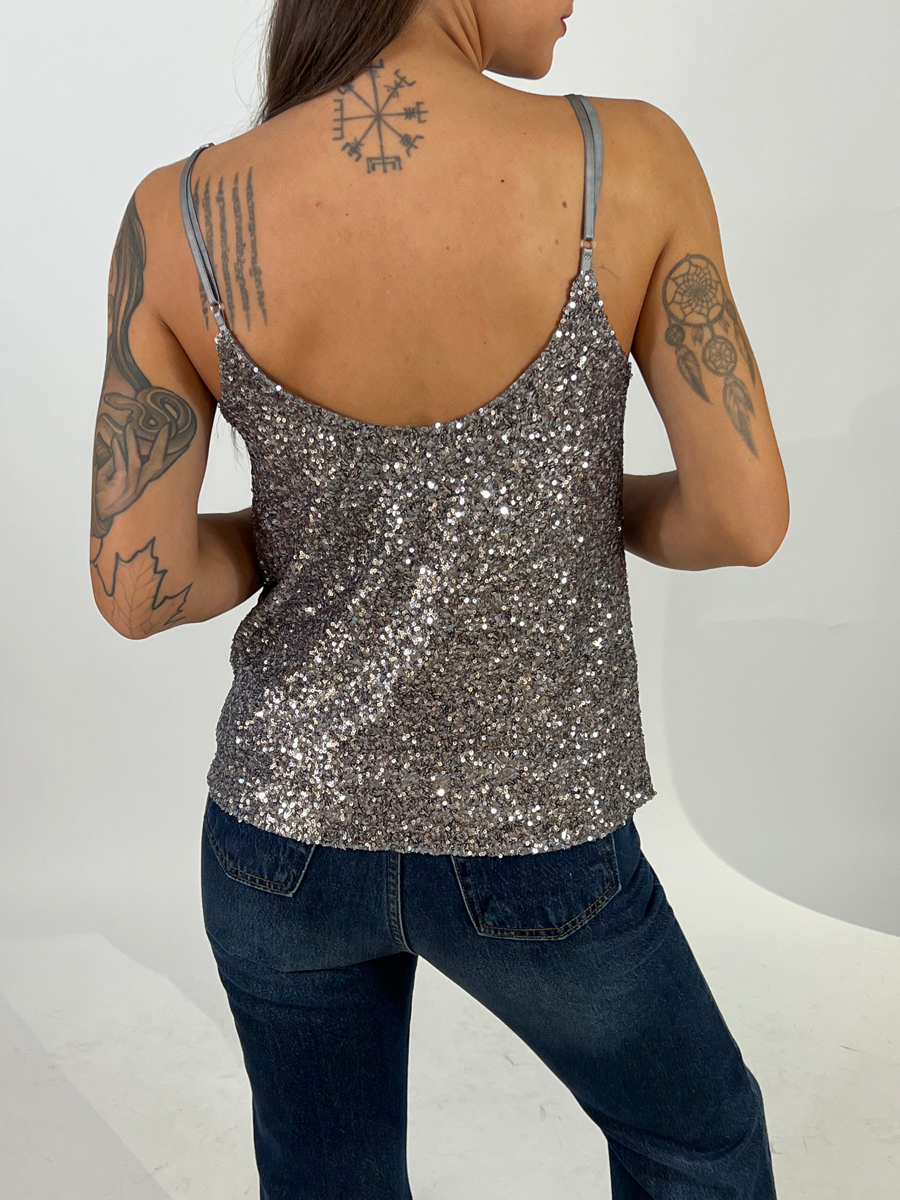 Top a canotta spalline sottili Susy Mix PAILLETTES