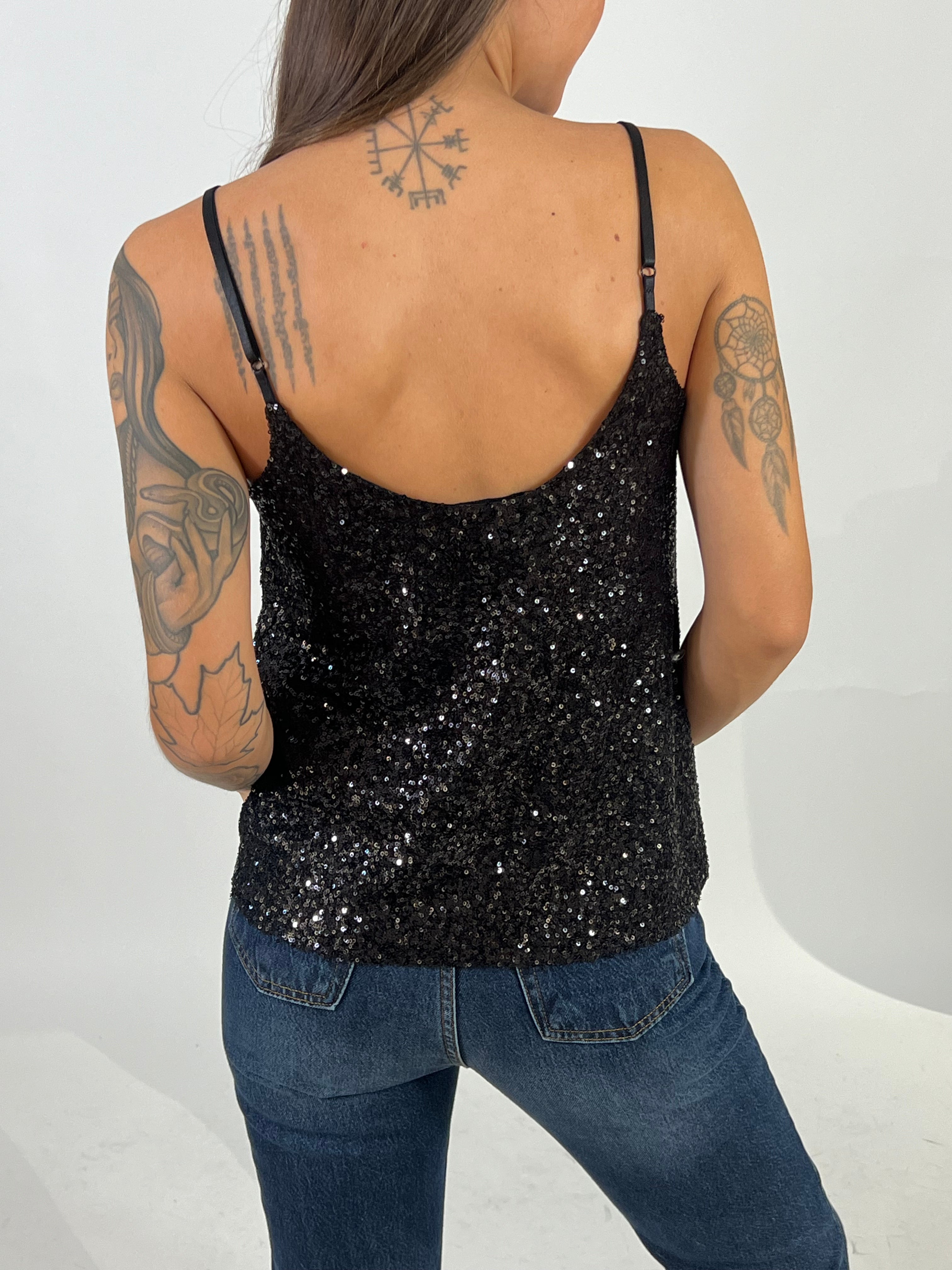 Top a canotta spalline sottili Susy Mix PAILLETTES