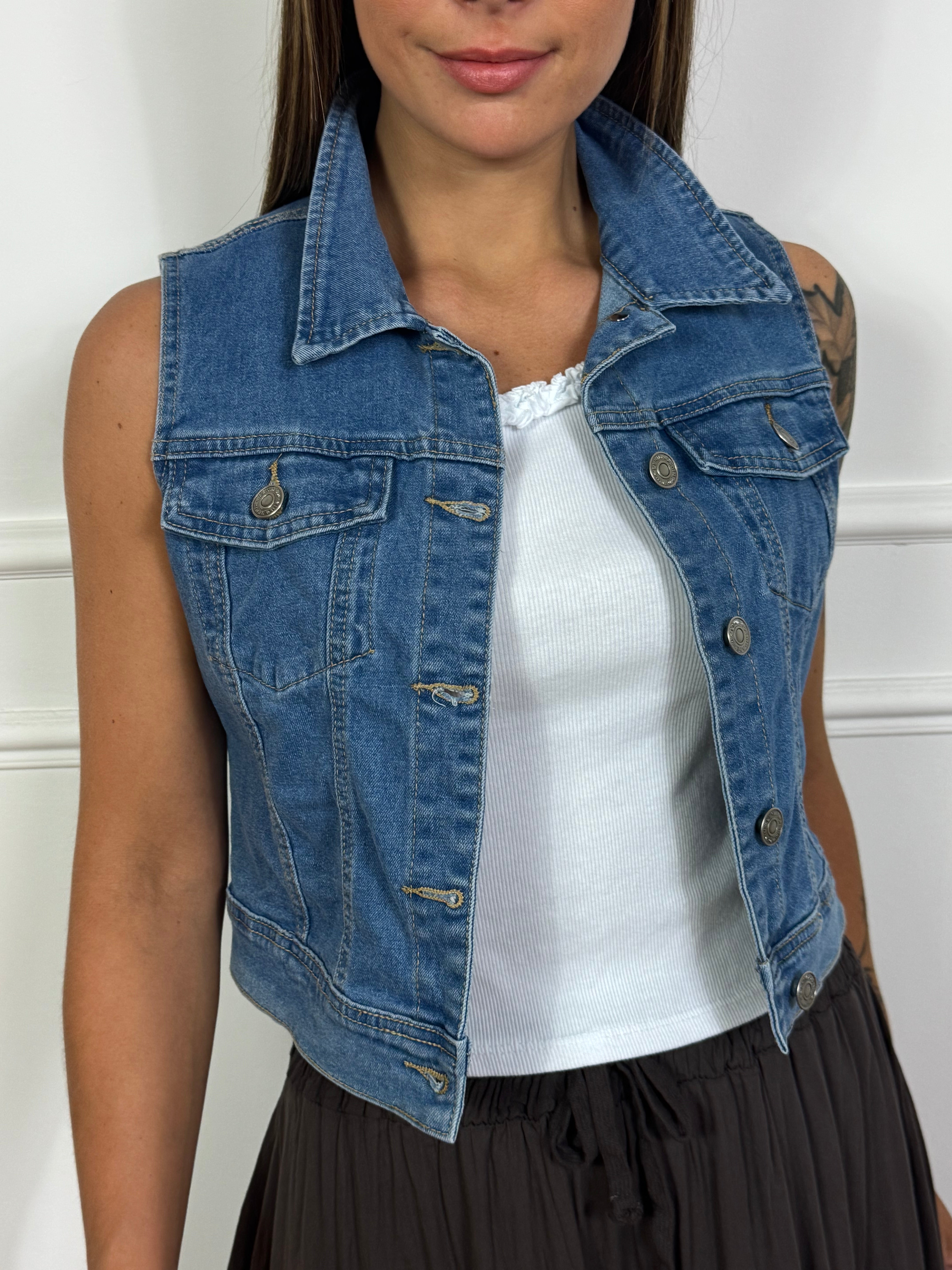 Gilet giacca smanicata Victoria ILMH in jeans