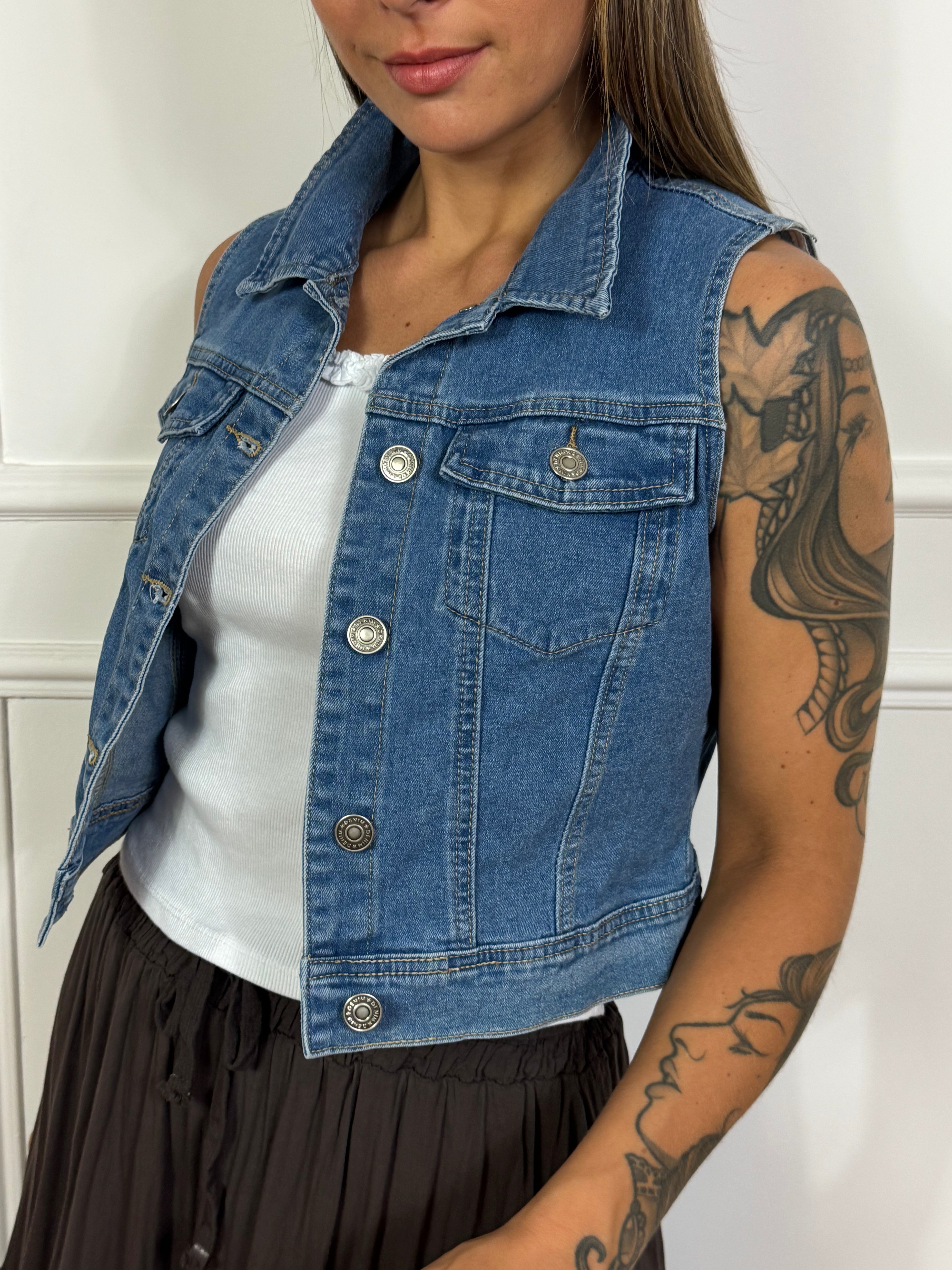 Gilet giacca smanicata Victoria ILMH in jeans