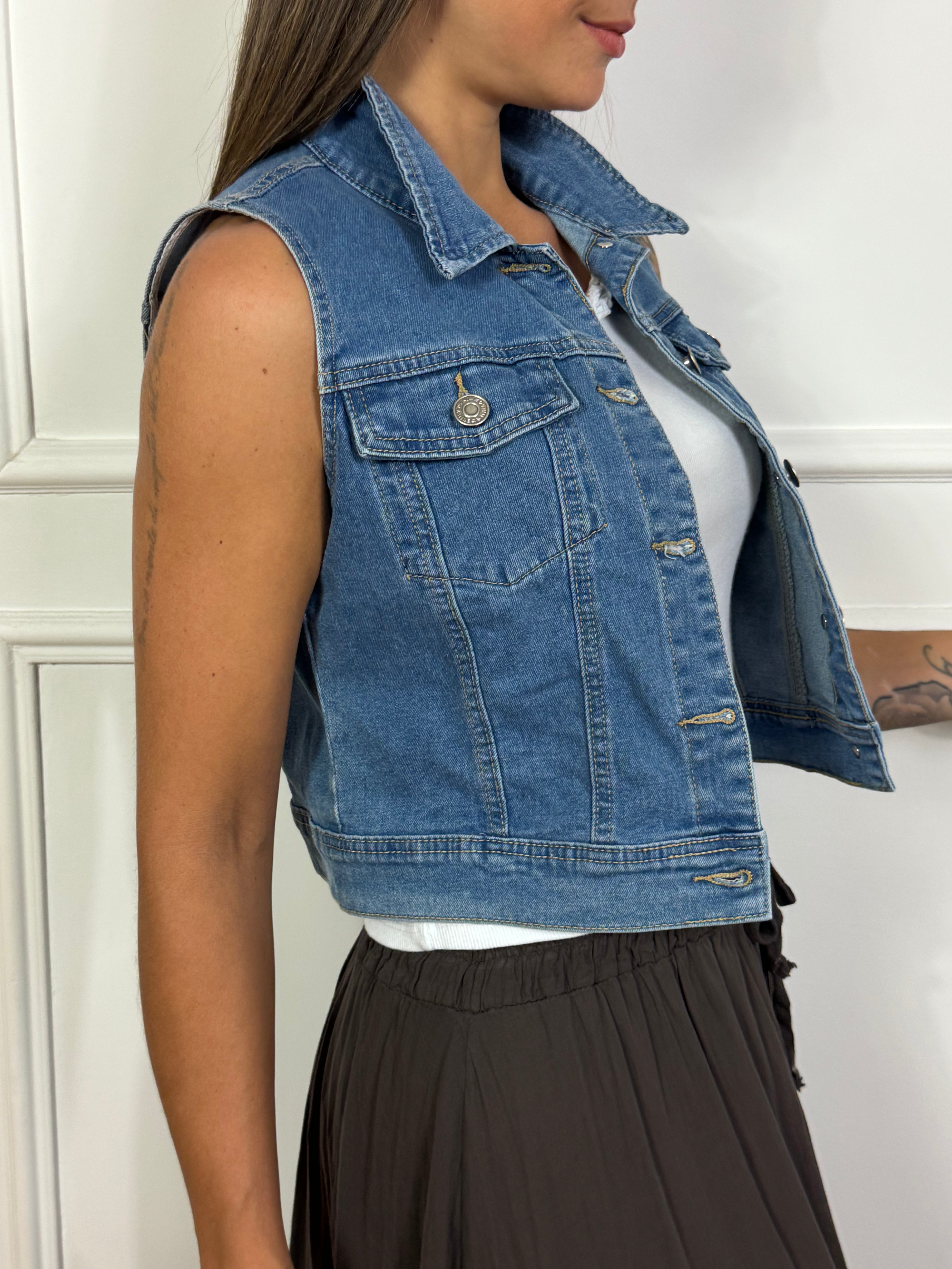 Gilet giacca smanicata Victoria ILMH in jeans