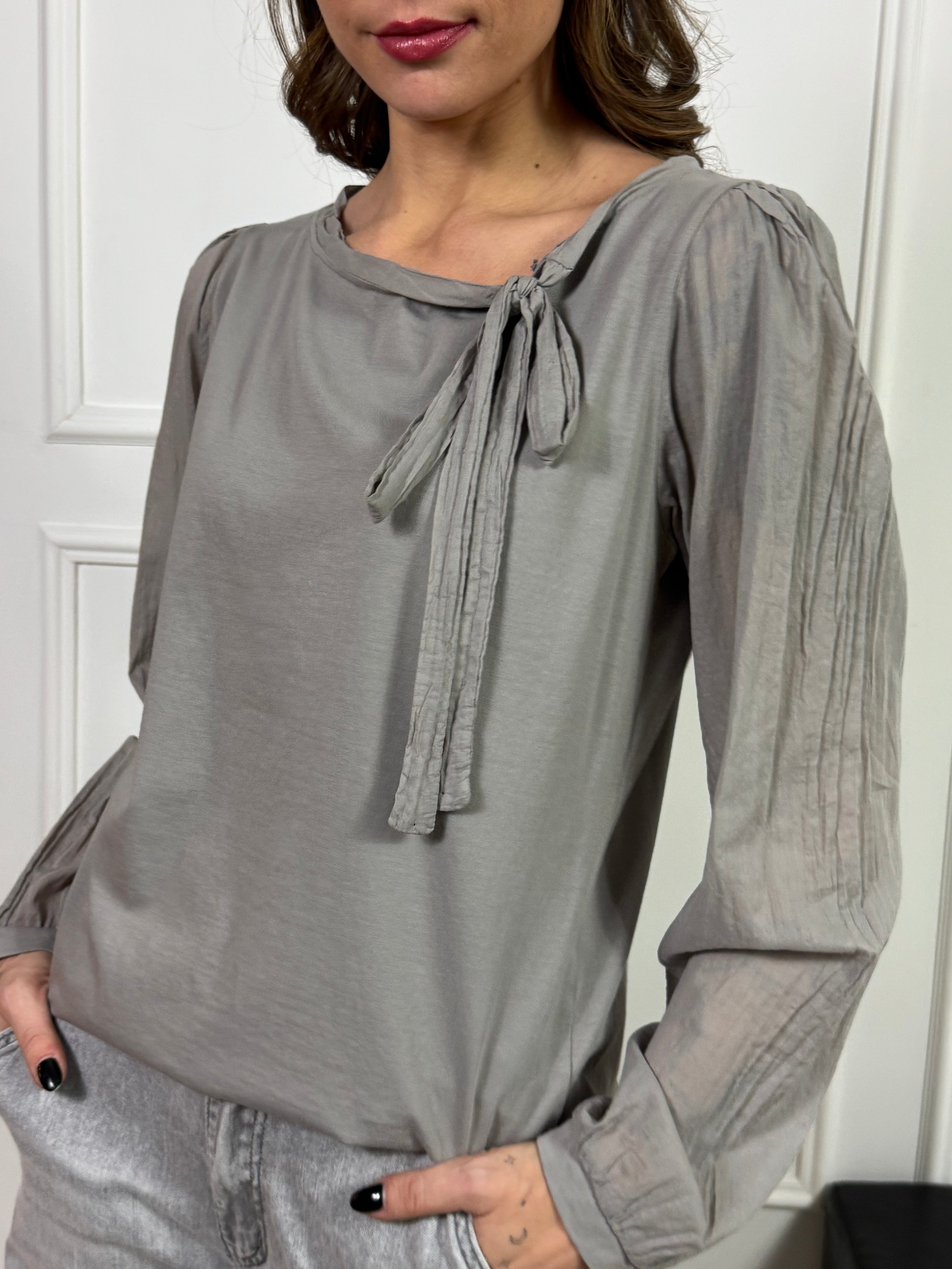 Maglia casacca in cotone Victoria con fiocco