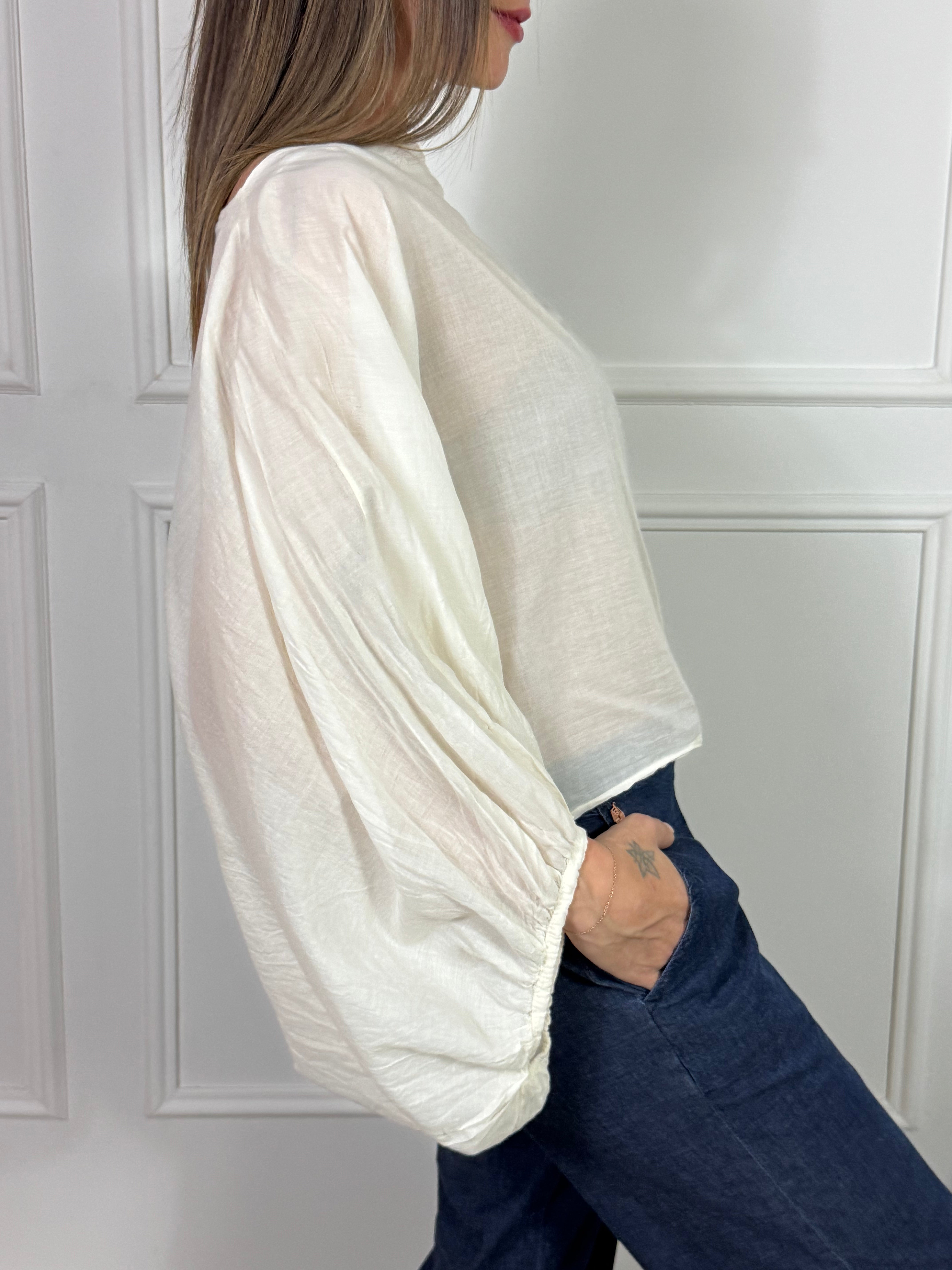 CASACCA PONCHO in mussola di cotone Victoria ILMH MANICA PITTORE