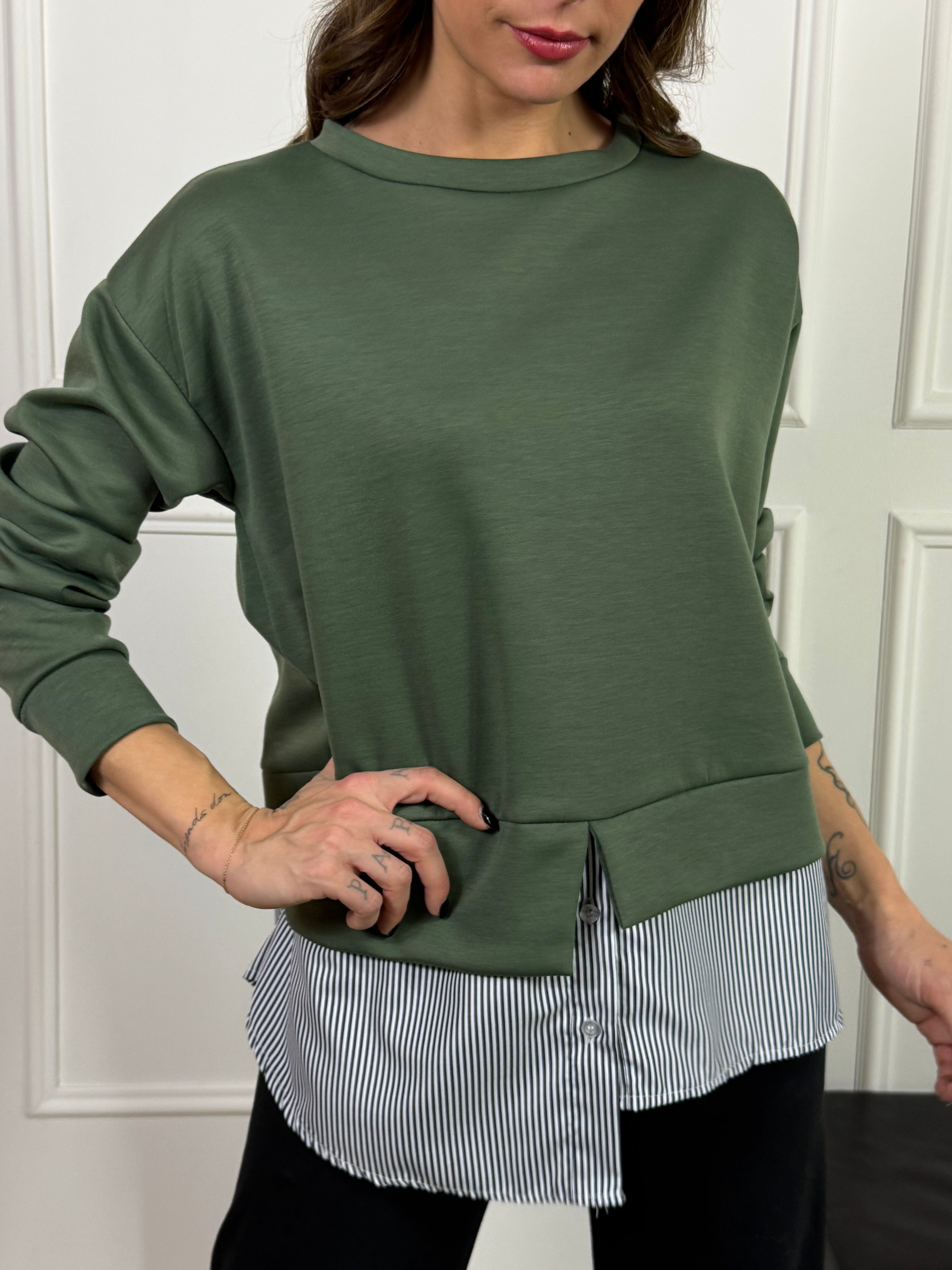 Felpa in tessuto tecnico Victoria ILMH con camicia rigata