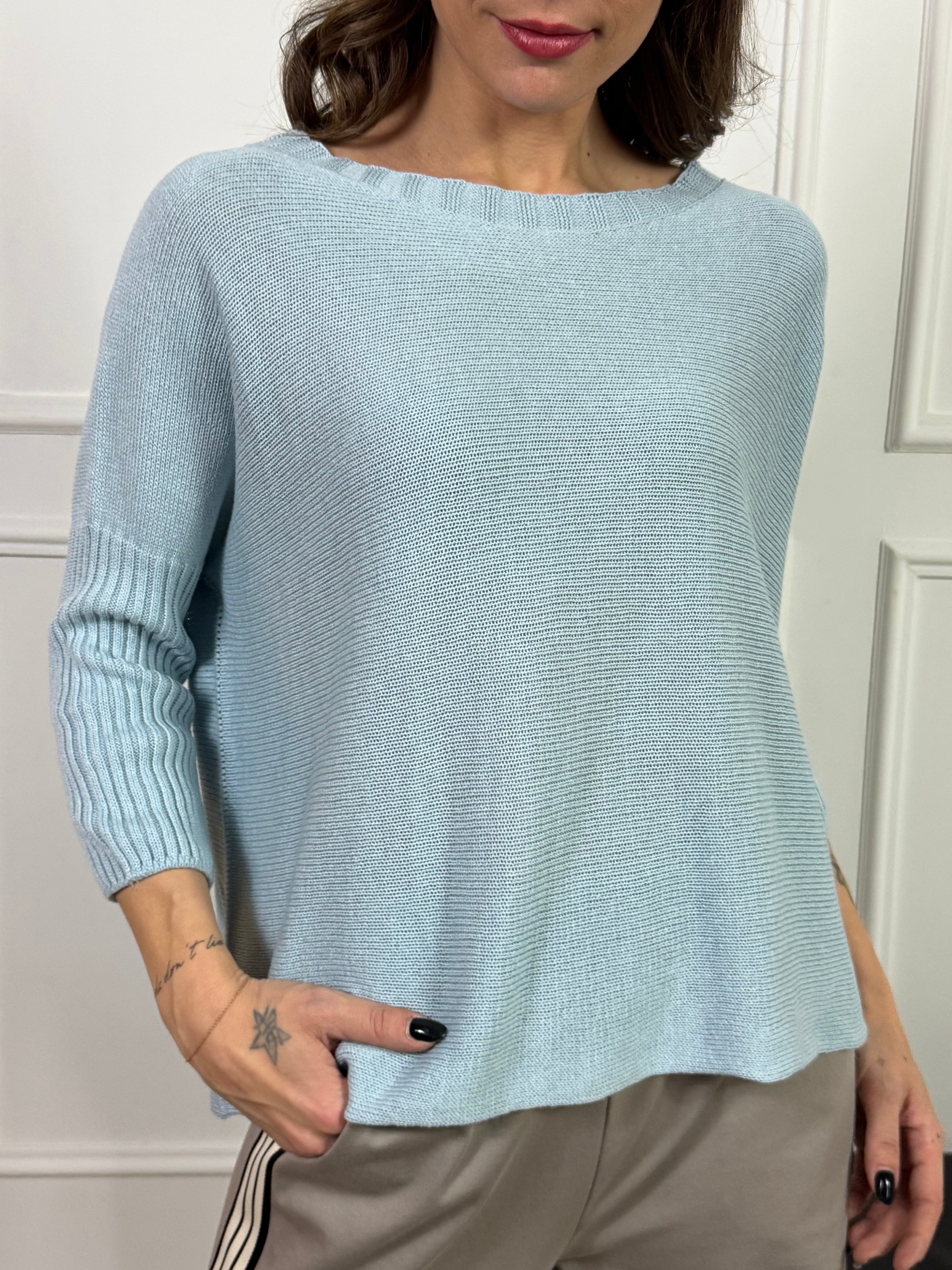 Maglia in COTONE Victoria ILMH MANICA 3/4 E SCOLLO CANNETTATI