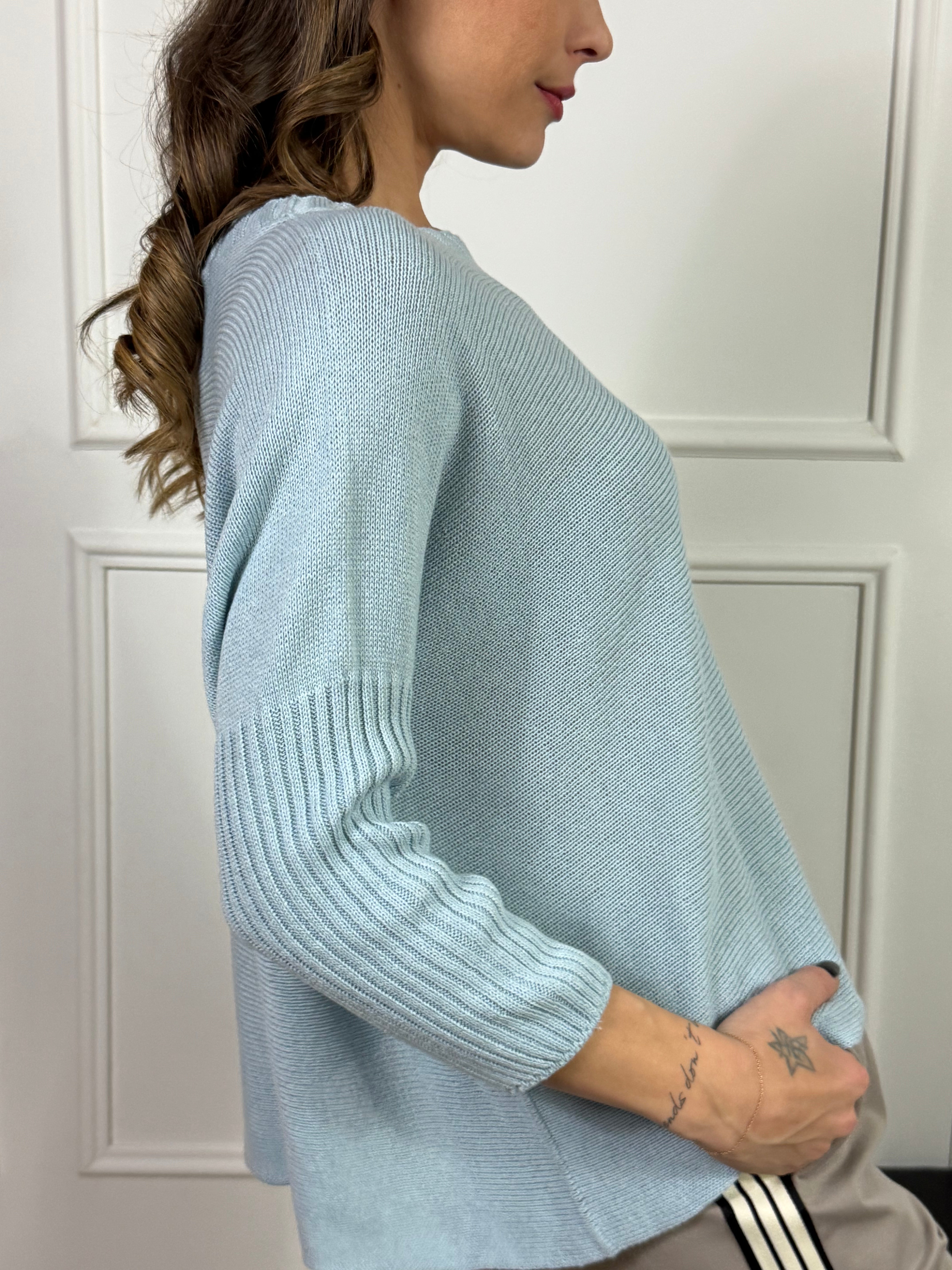 Maglia in COTONE Victoria ILMH MANICA 3/4 E SCOLLO CANNETTATI