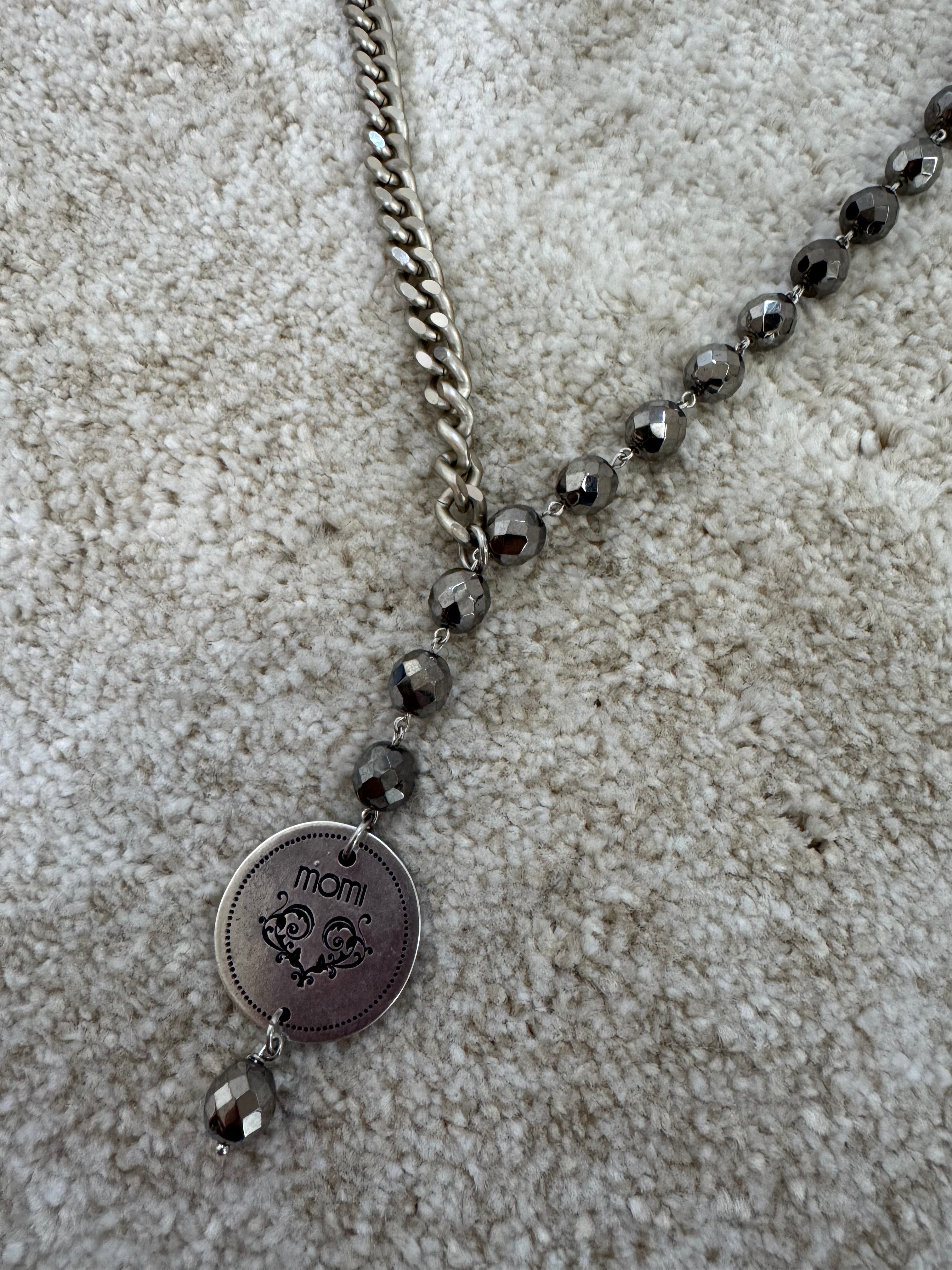 Collana Momi FRANCESCA LUNGA - catena ARGENTO - ciondolo MEDAGLIA TONDO