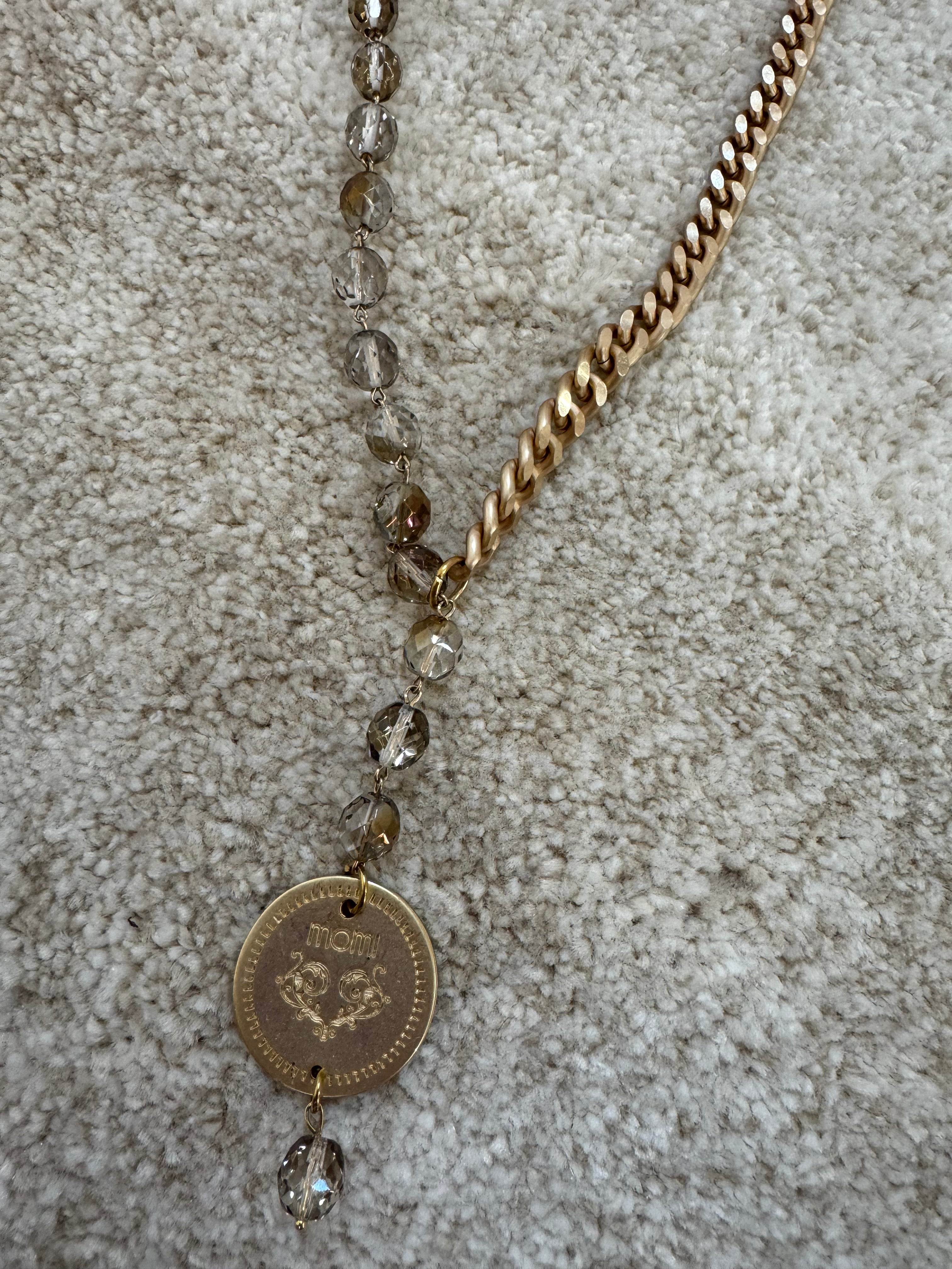 Collana Momi FRANCESCA LUNGA - catena ORO - ciondolo MEDAGLIA TONDO