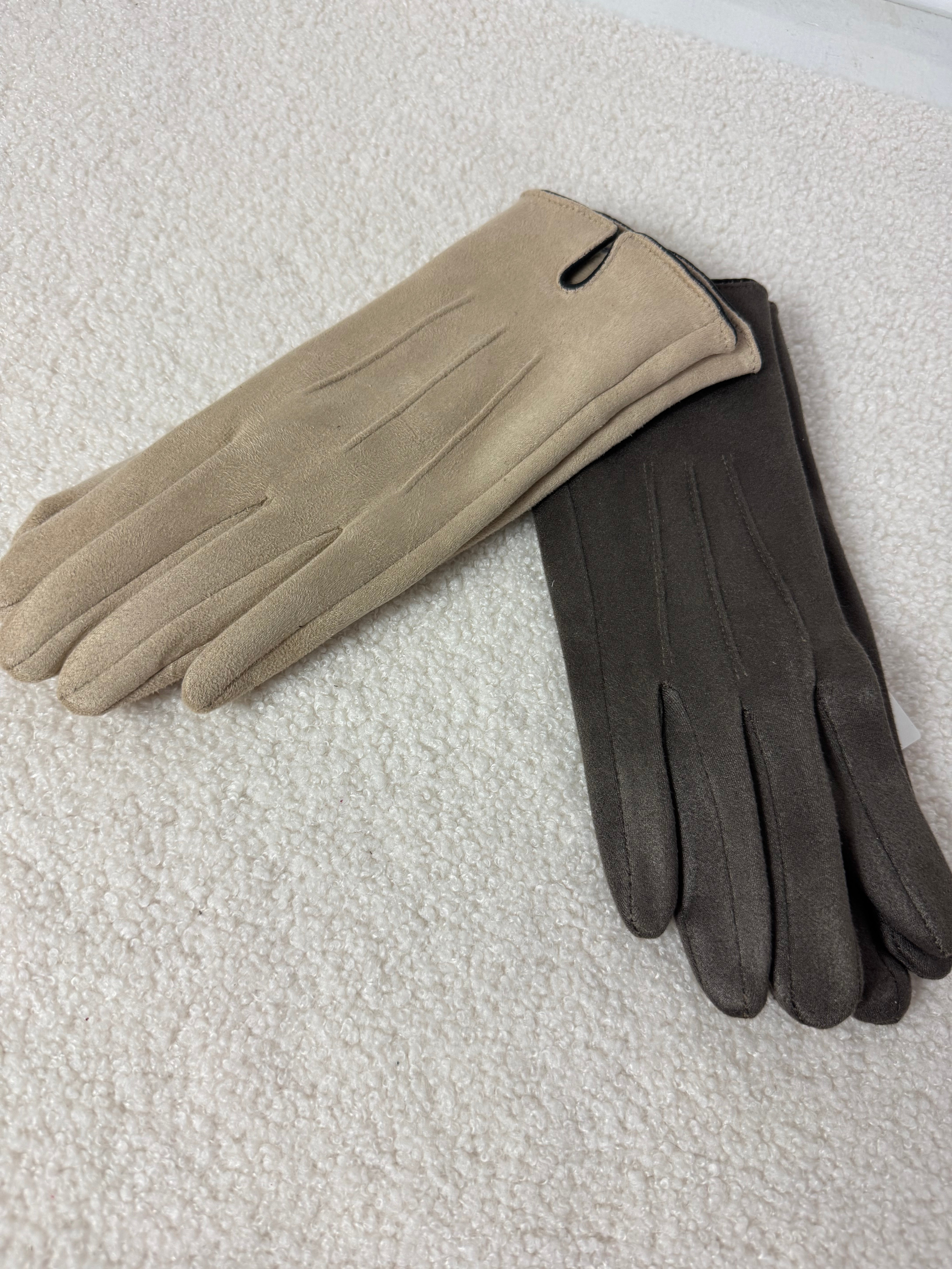 Guanti Susy Mix BASIC SCAMOSCIATO CON BORDO IN ECOPELLE