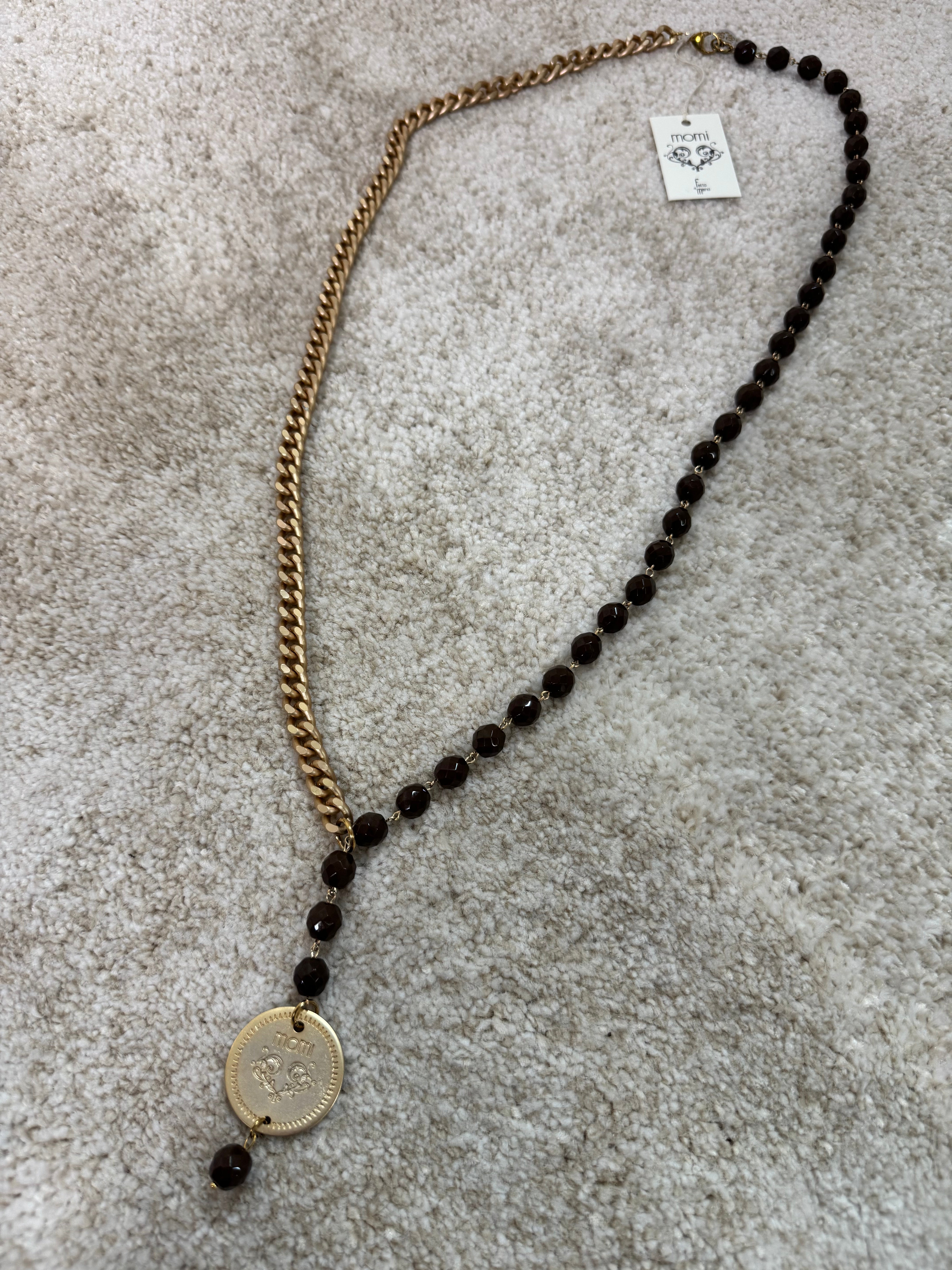 Collana Momi FRANCESCA LUNGA - catena ORO - ciondolo MEDAGLIA TONDO