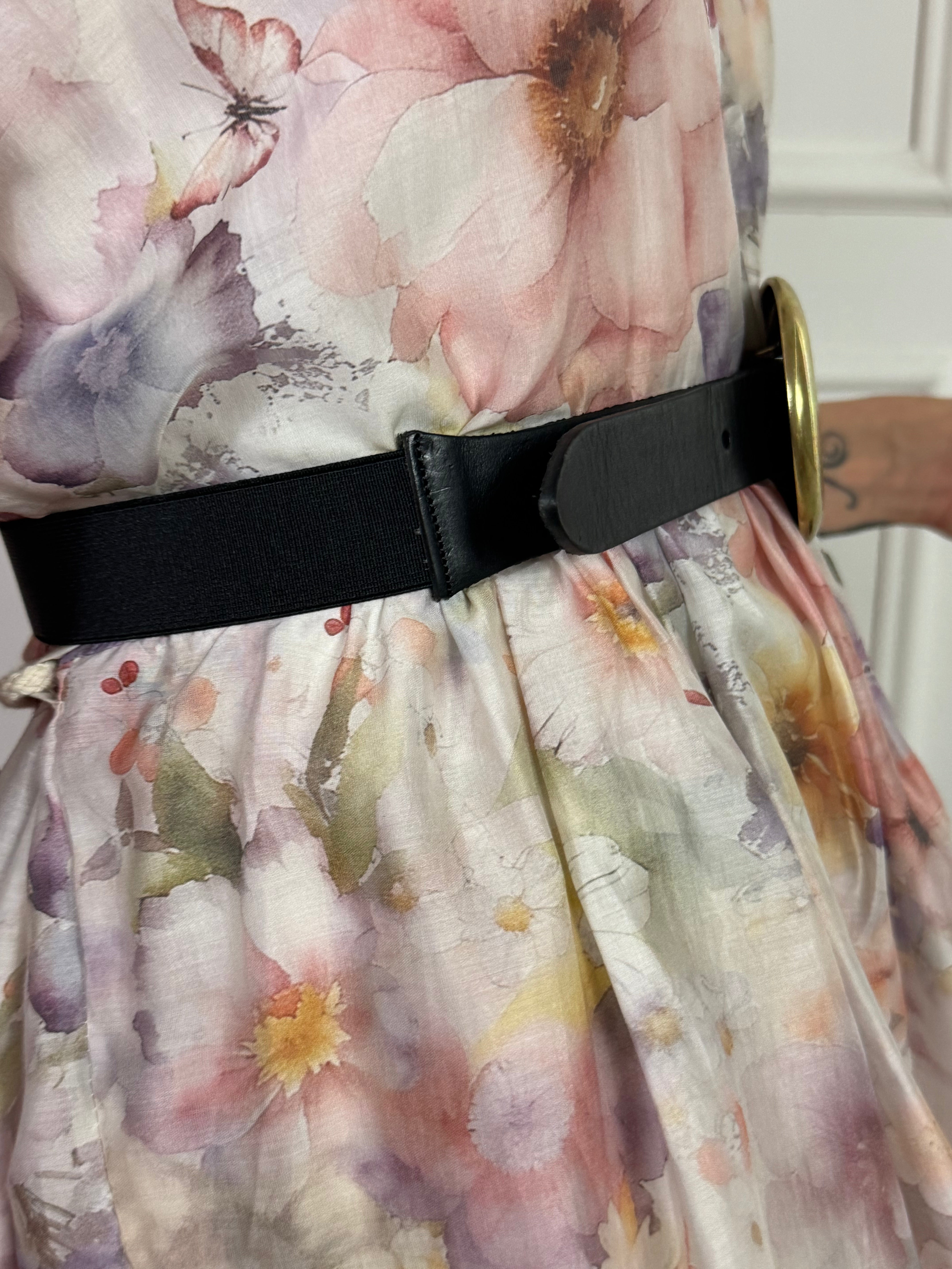 Cintura in vera pelle con elastico dietro Susy Mix FIBBIA CERCHIO