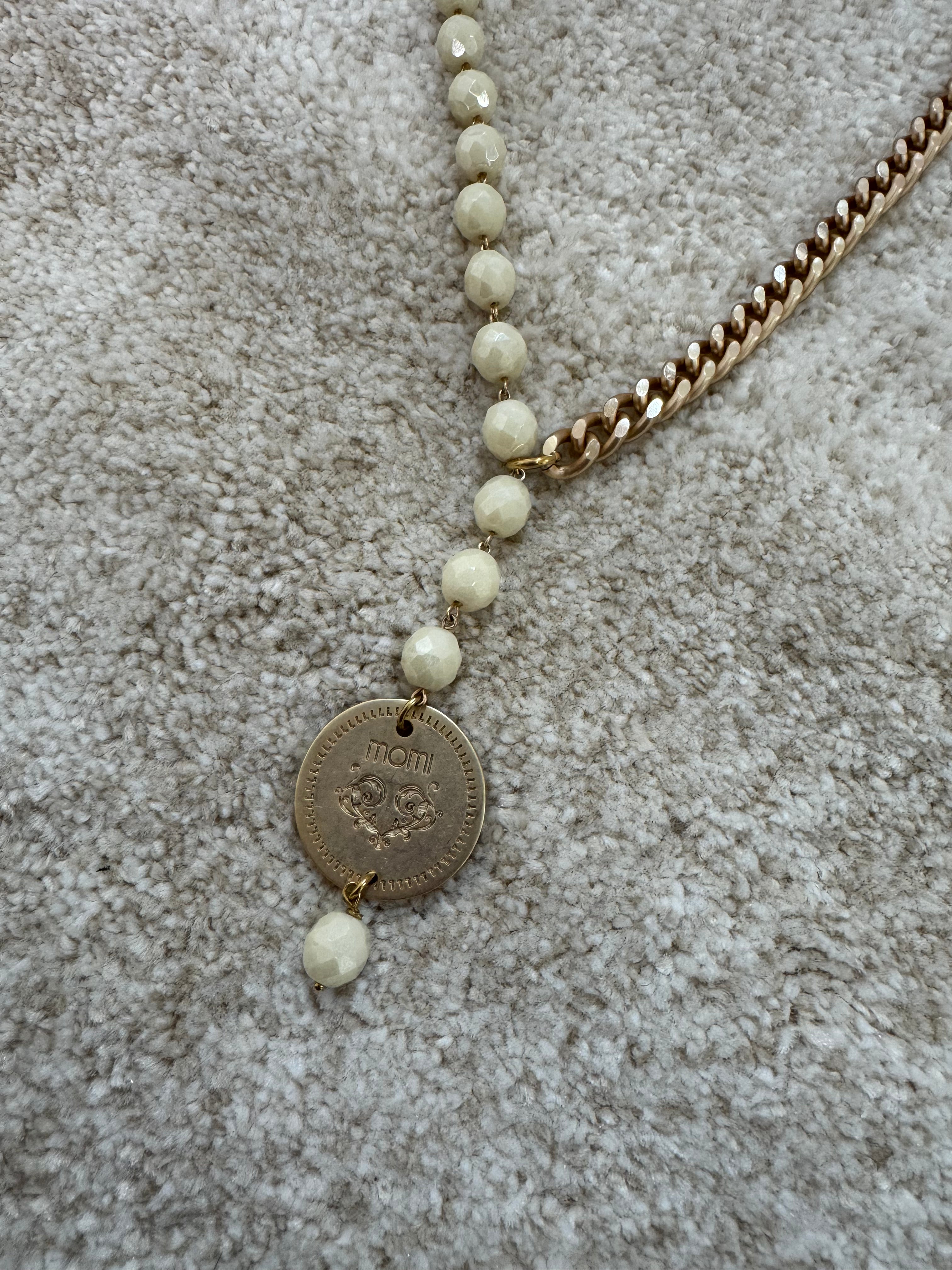 Collana Momi FRANCESCA LUNGA - catena ORO - ciondolo MEDAGLIA TONDO