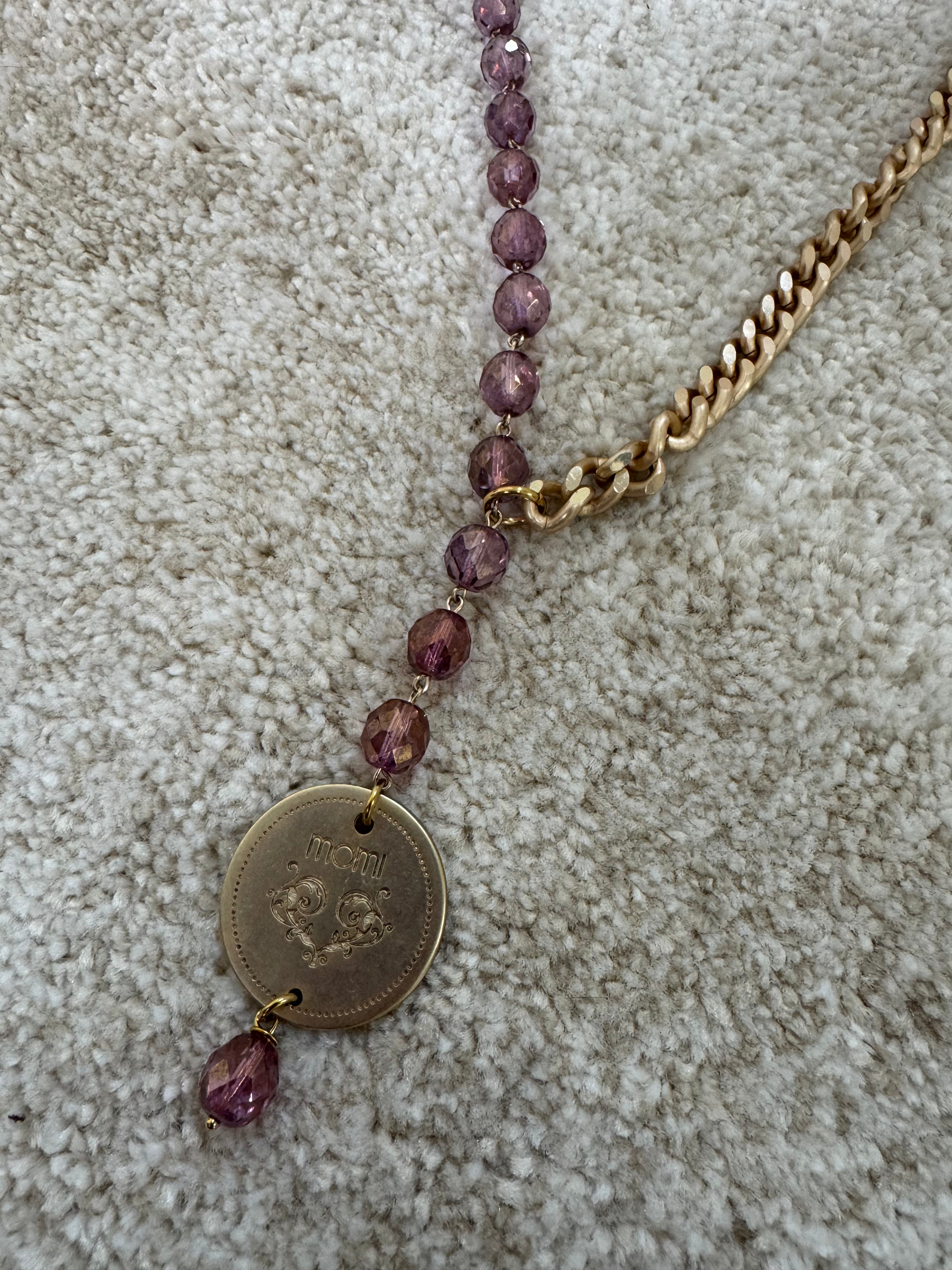 Collana Momi FRANCESCA LUNGA - catena ORO - ciondolo MEDAGLIA TONDO