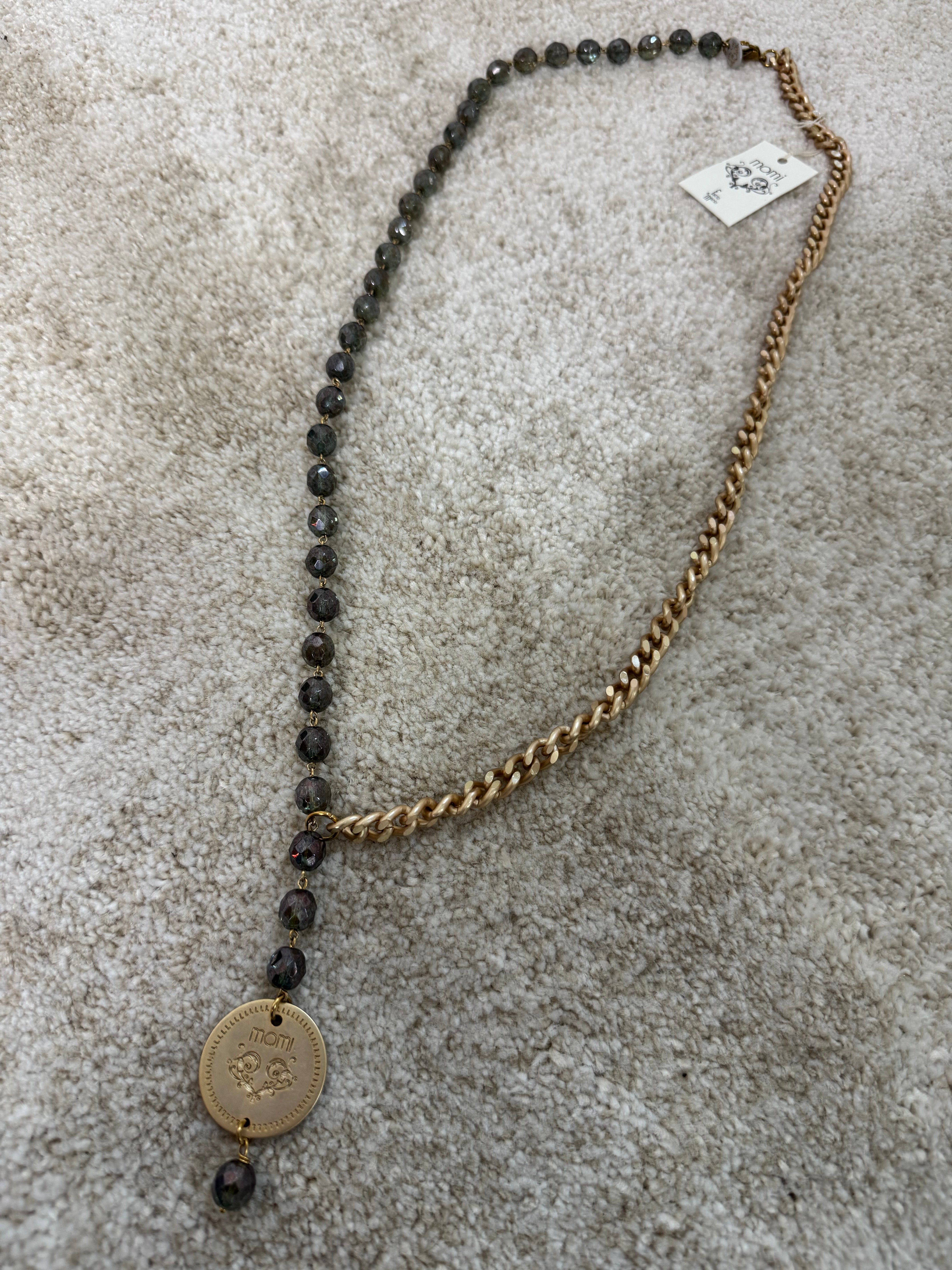 Collana Momi FRANCESCA LUNGA - catena ORO - ciondolo MEDAGLIA TONDO