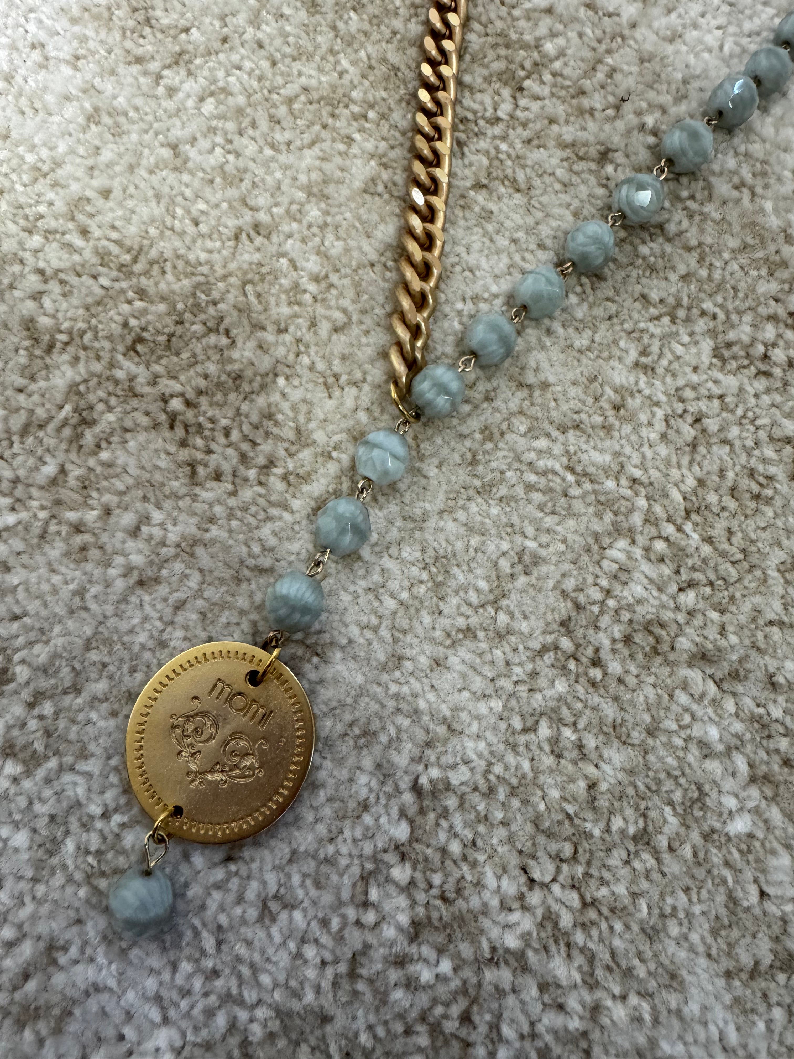 Collana Momi FRANCESCA LUNGA - catena ORO - ciondolo MEDAGLIA TONDO