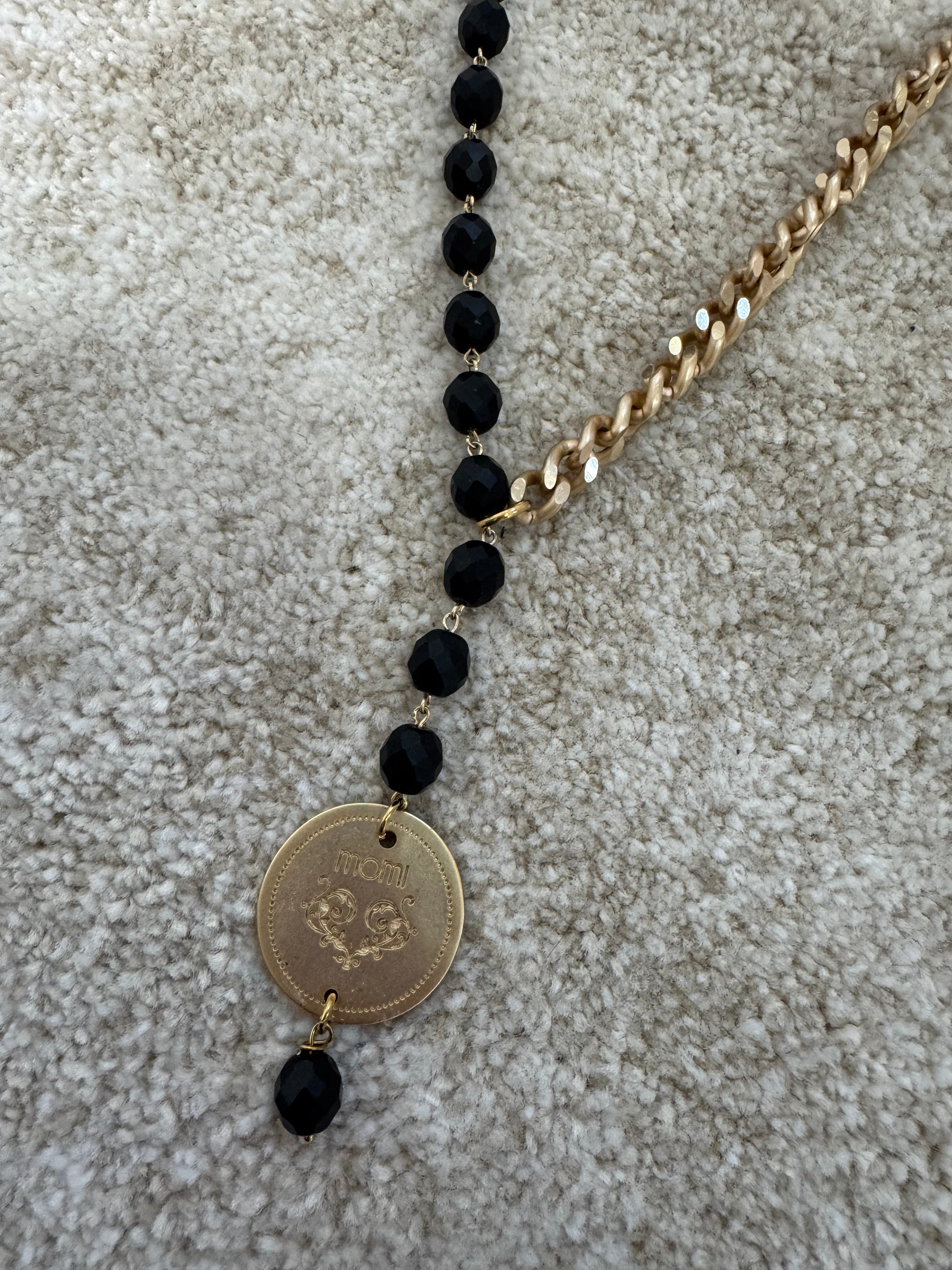 Collana Momi FRANCESCA LUNGA - catena ORO - ciondolo MEDAGLIA TONDO