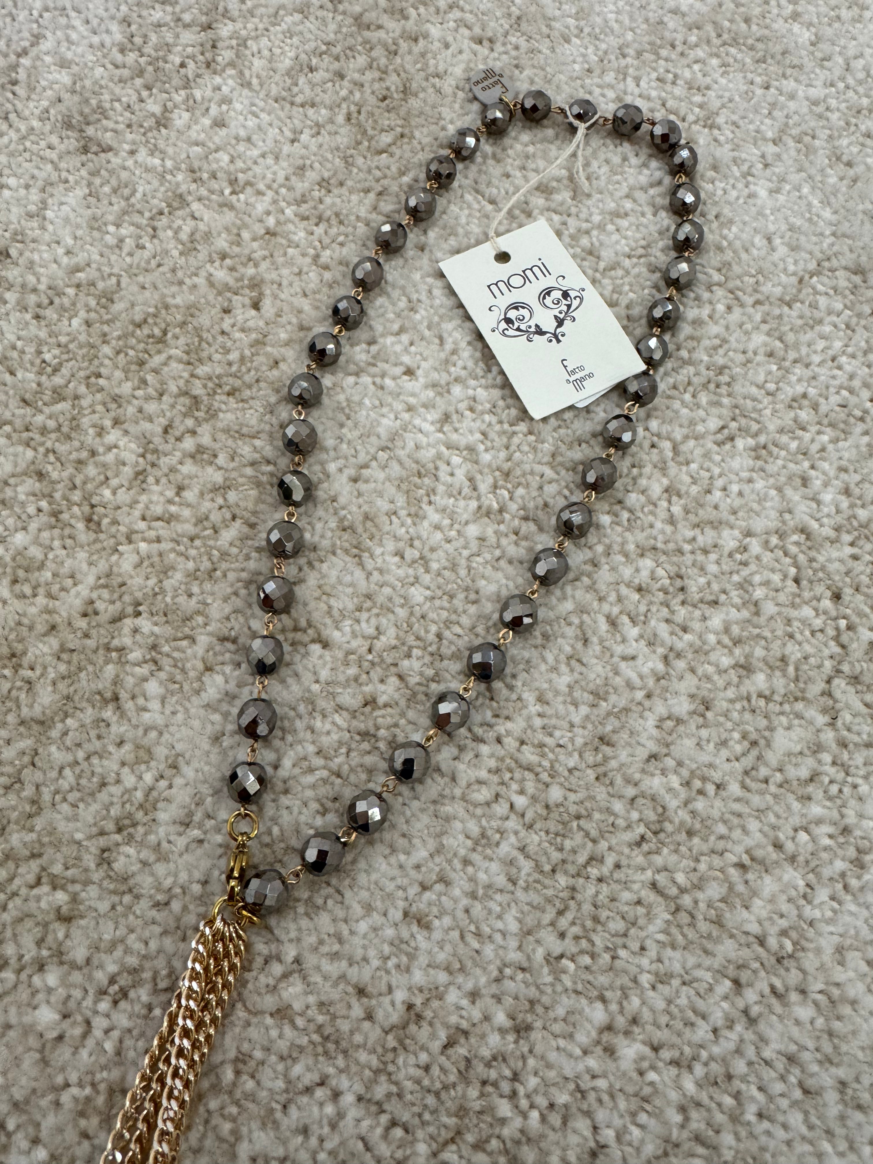 Collana cravattina Momi LILLY CON CRISTALLI O PERLE - catena ORO