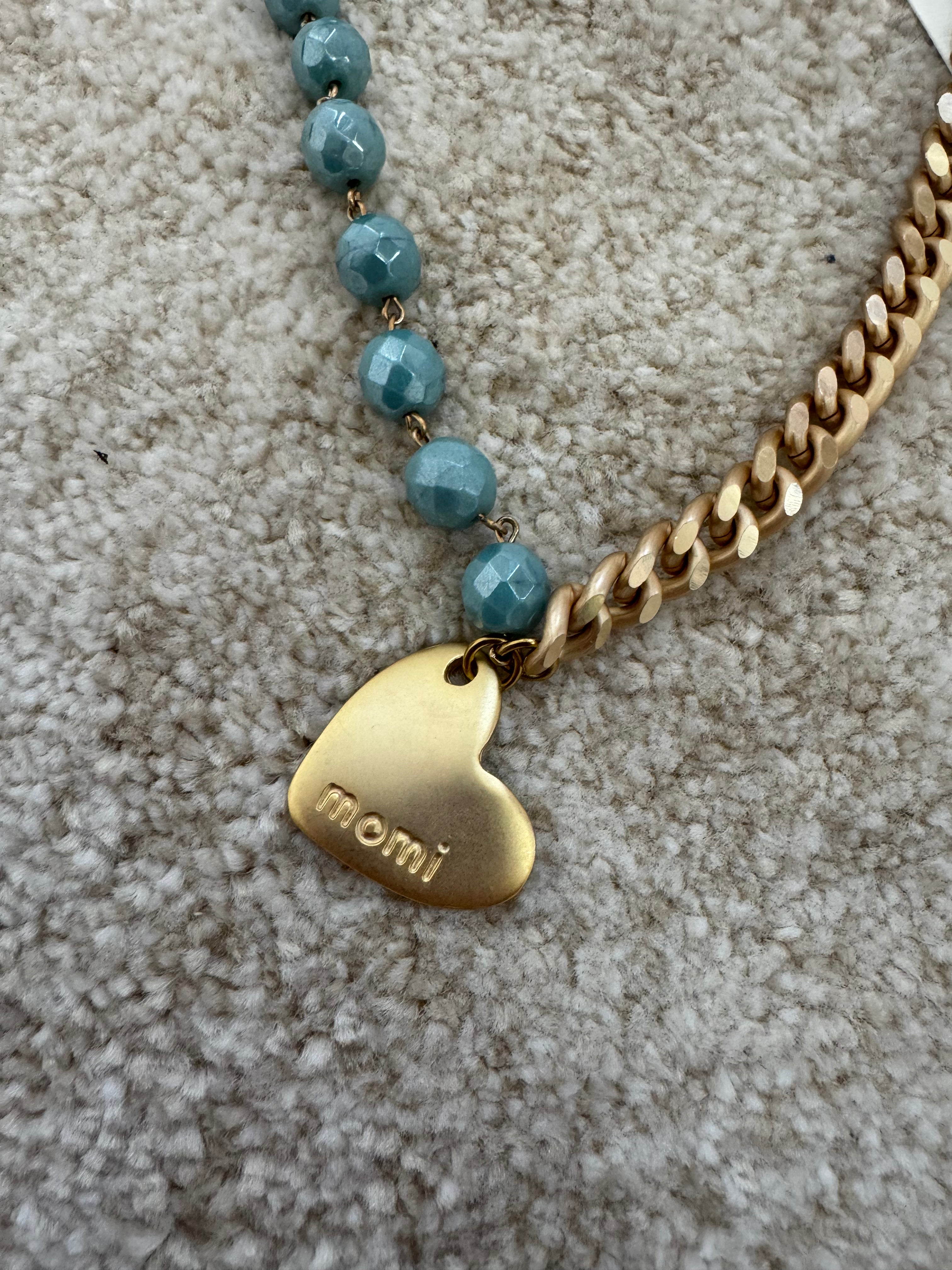 COLLANA CORTA / BRACCIALE DOPPIO GIRO Momi FRANCESCA- catena ORO - ciondolo CUORE