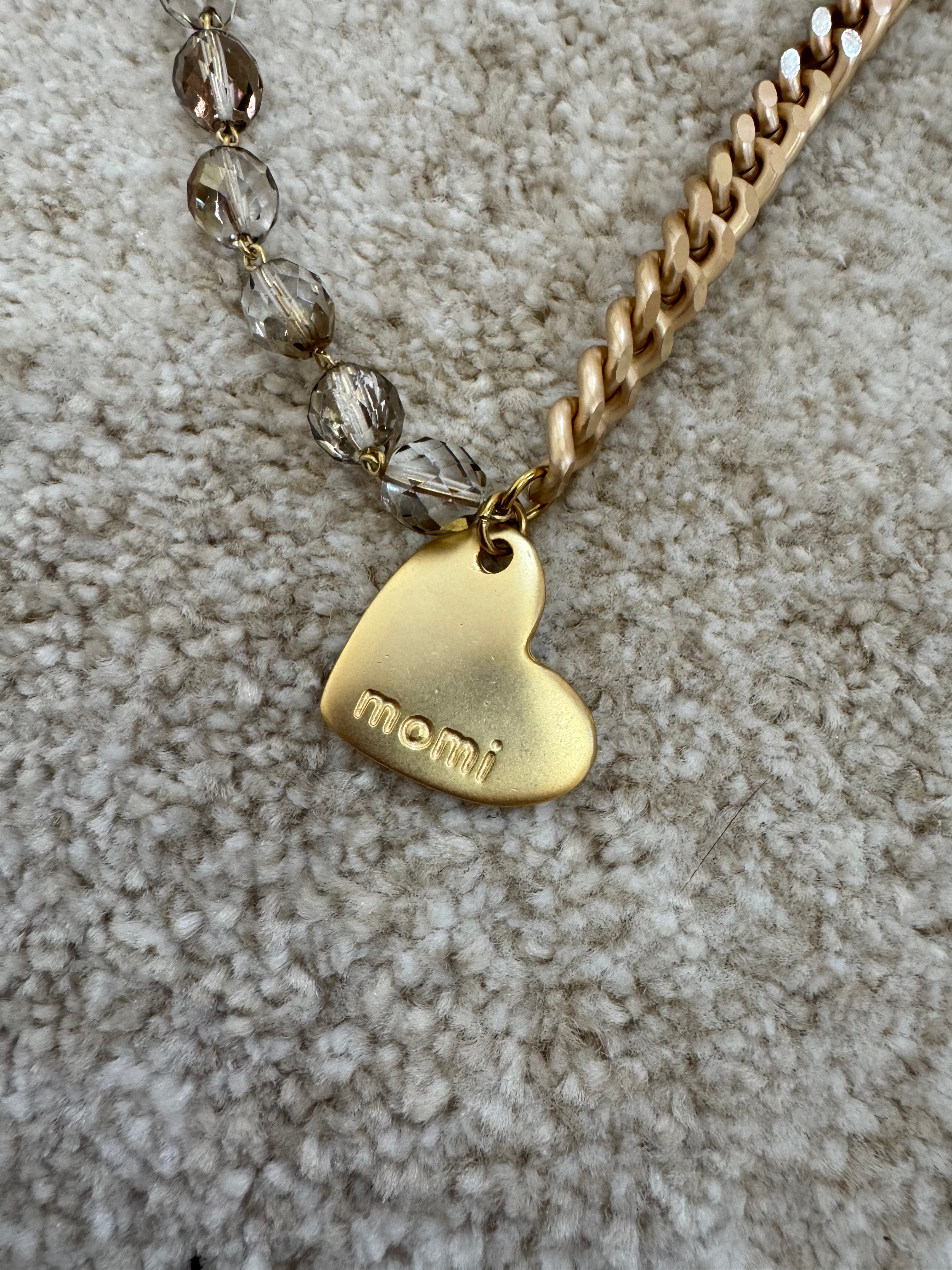 COLLANA CORTA / BRACCIALE DOPPIO GIRO Momi FRANCESCA- catena ORO - ciondolo CUORE