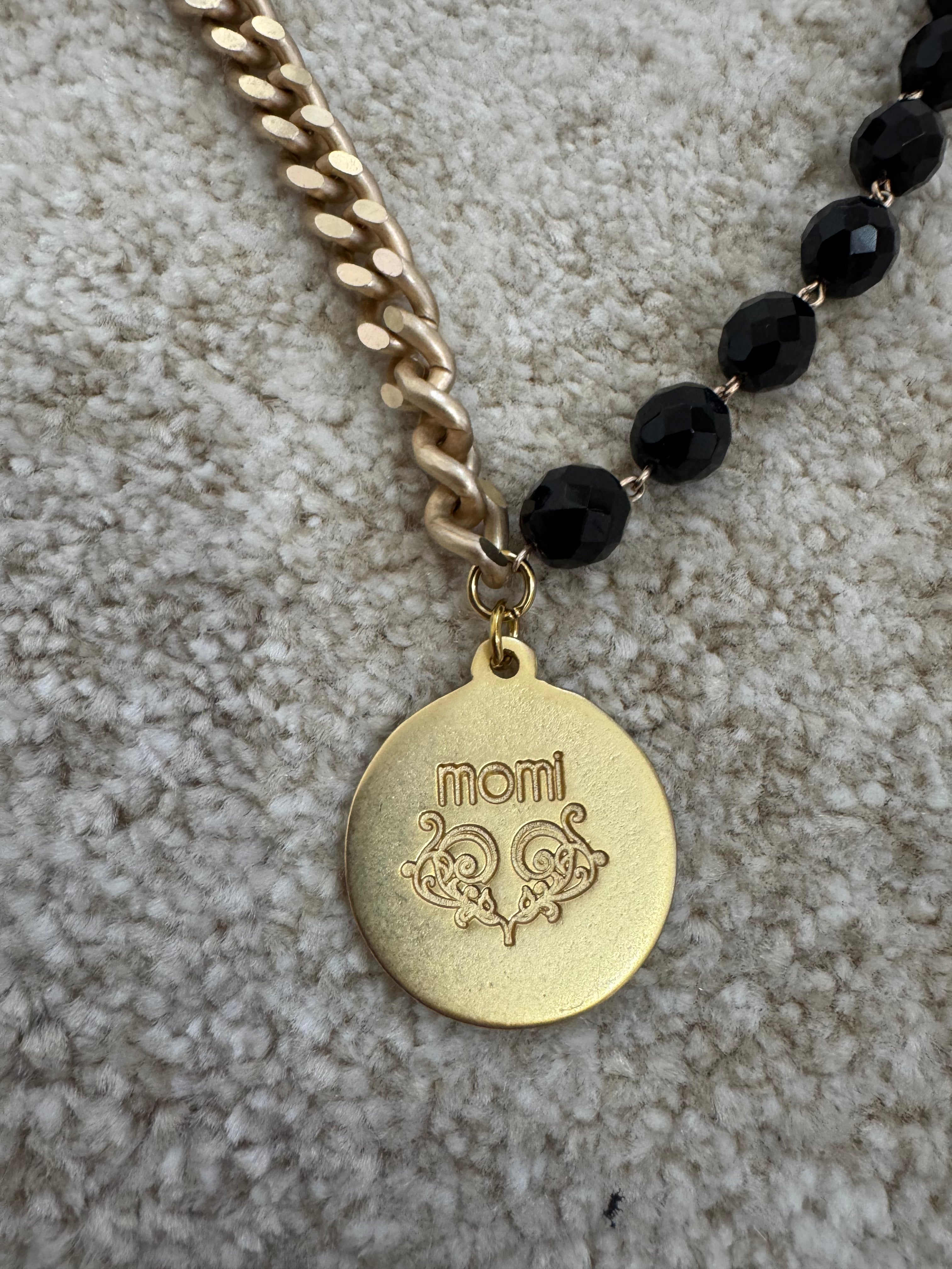 COLLANA CORTA / BRACCIALE DOPPIO GIRO Momi FRANCESCA- catena ORO - ciondolo MEDAGLIA TONDO