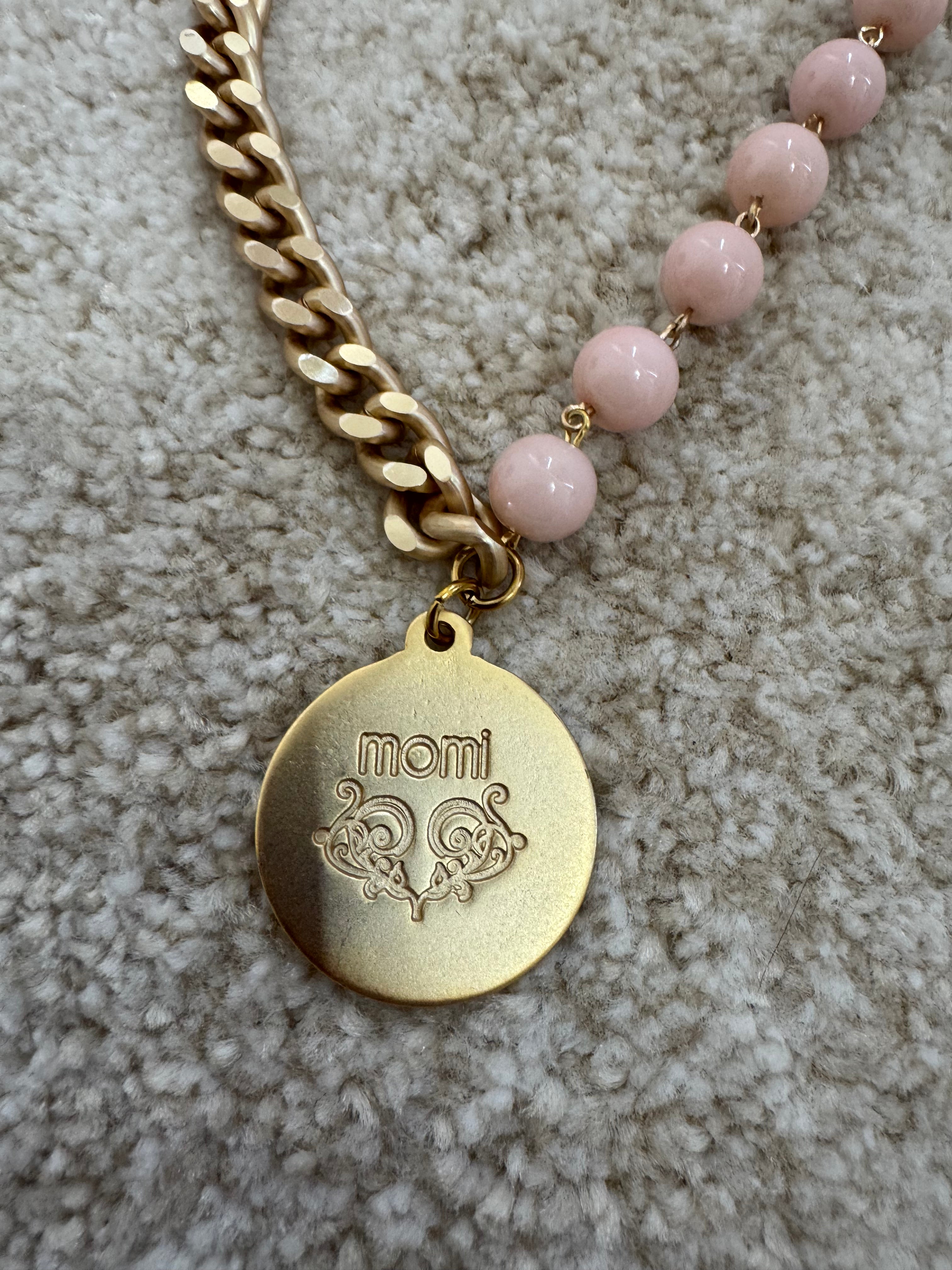 COLLANA CORTA / BRACCIALE DOPPIO GIRO Momi FRANCESCA- catena ORO - ciondolo MEDAGLIA TONDO