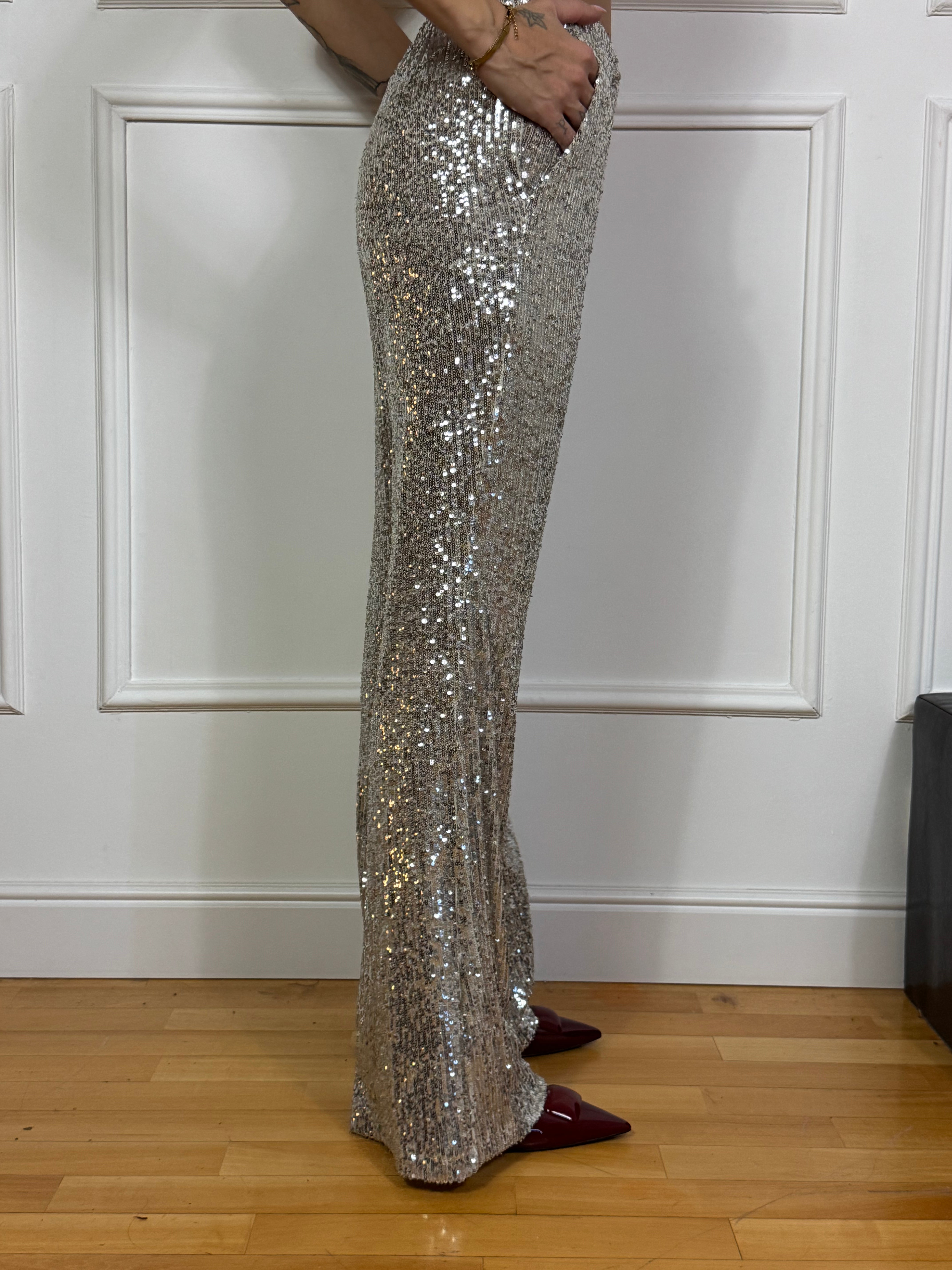 Pantalone a zampa KIKISIX con paillettes