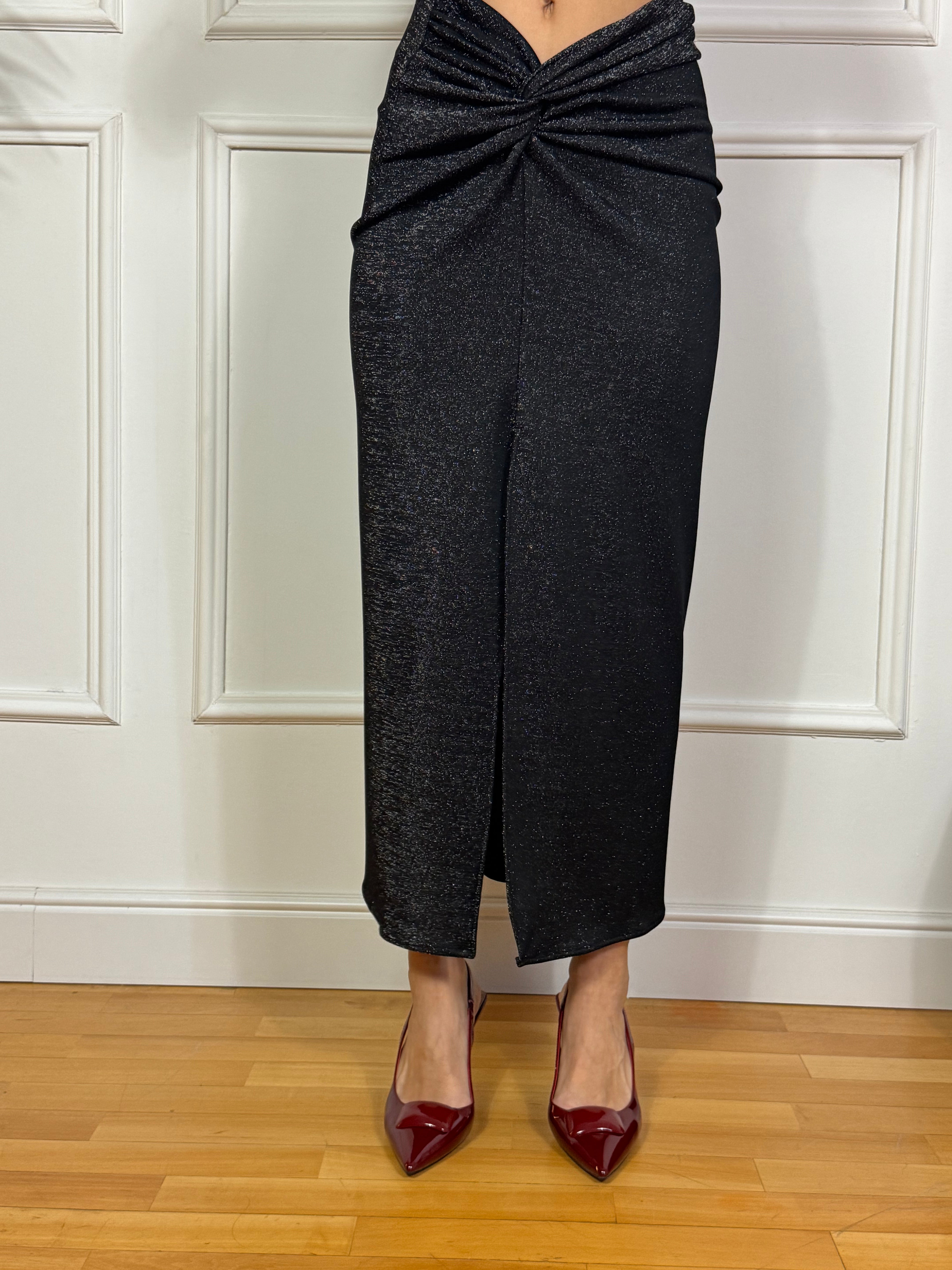 Gonna tubino Have One lurex con nodo davanti e spacco