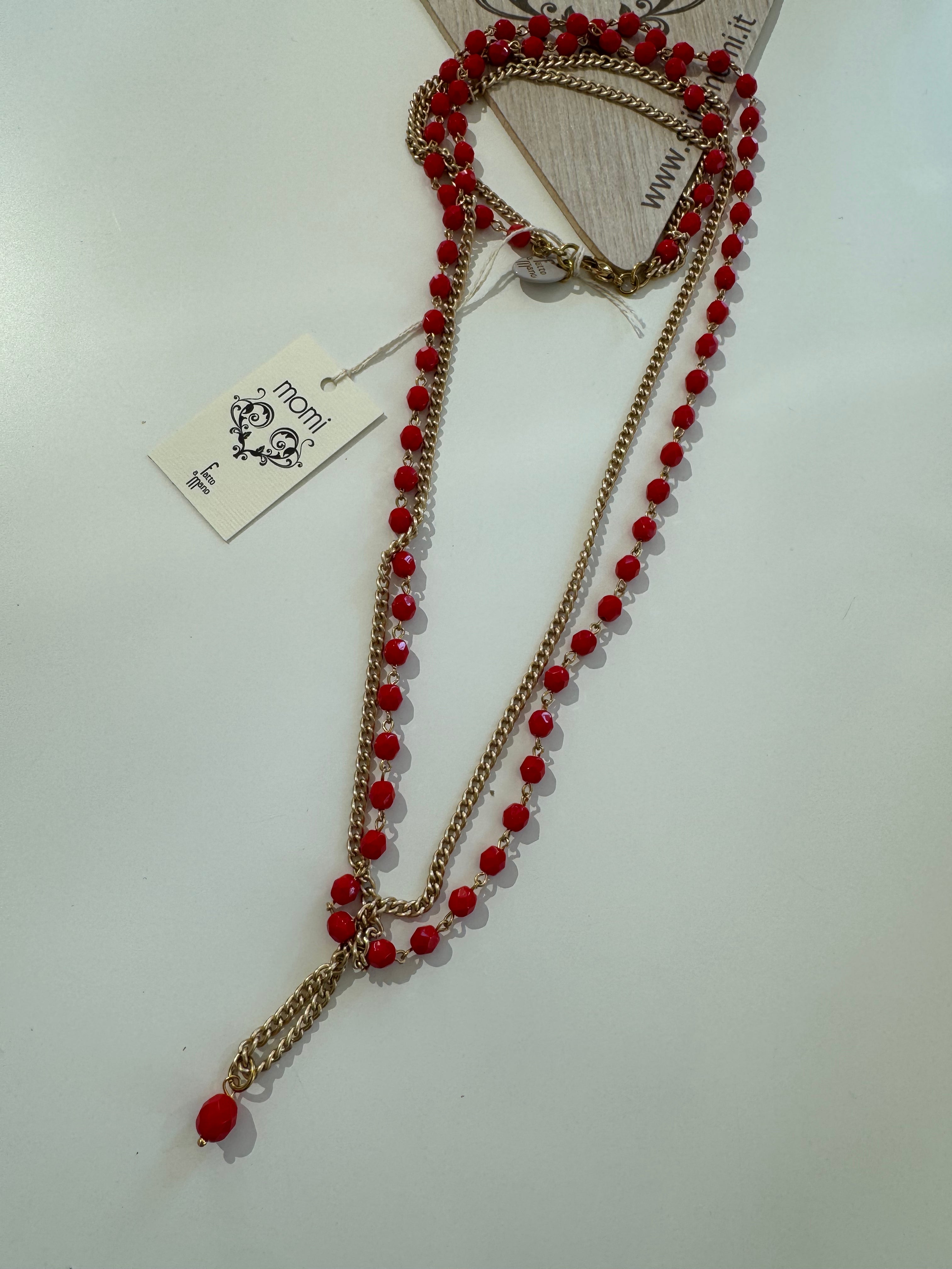 Collana Momi modello Giada - doppia catenina CRISTALLI + CATENINA ORO