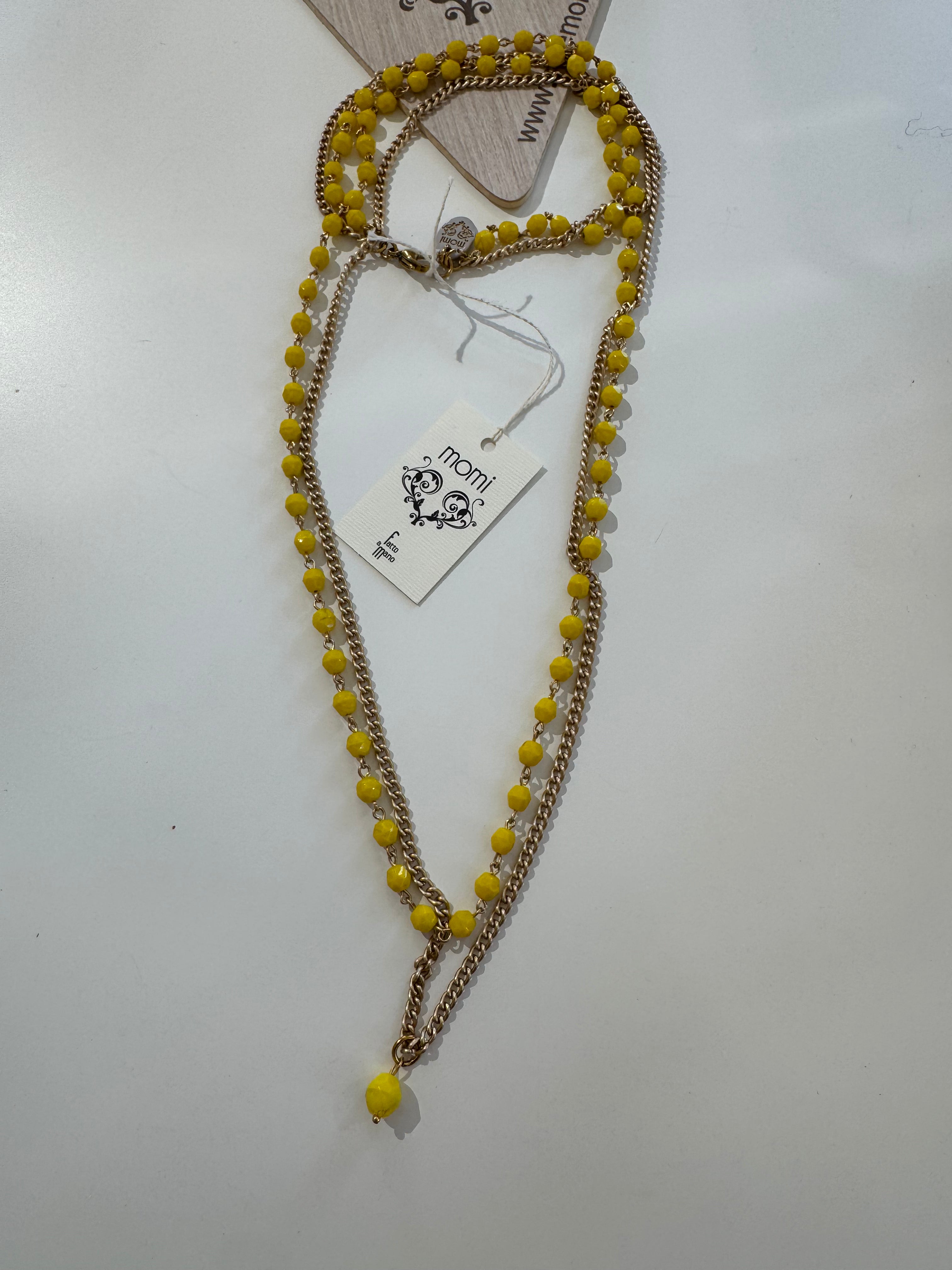 Collana Momi modello Giada - doppia catenina CRISTALLI + CATENINA ORO
