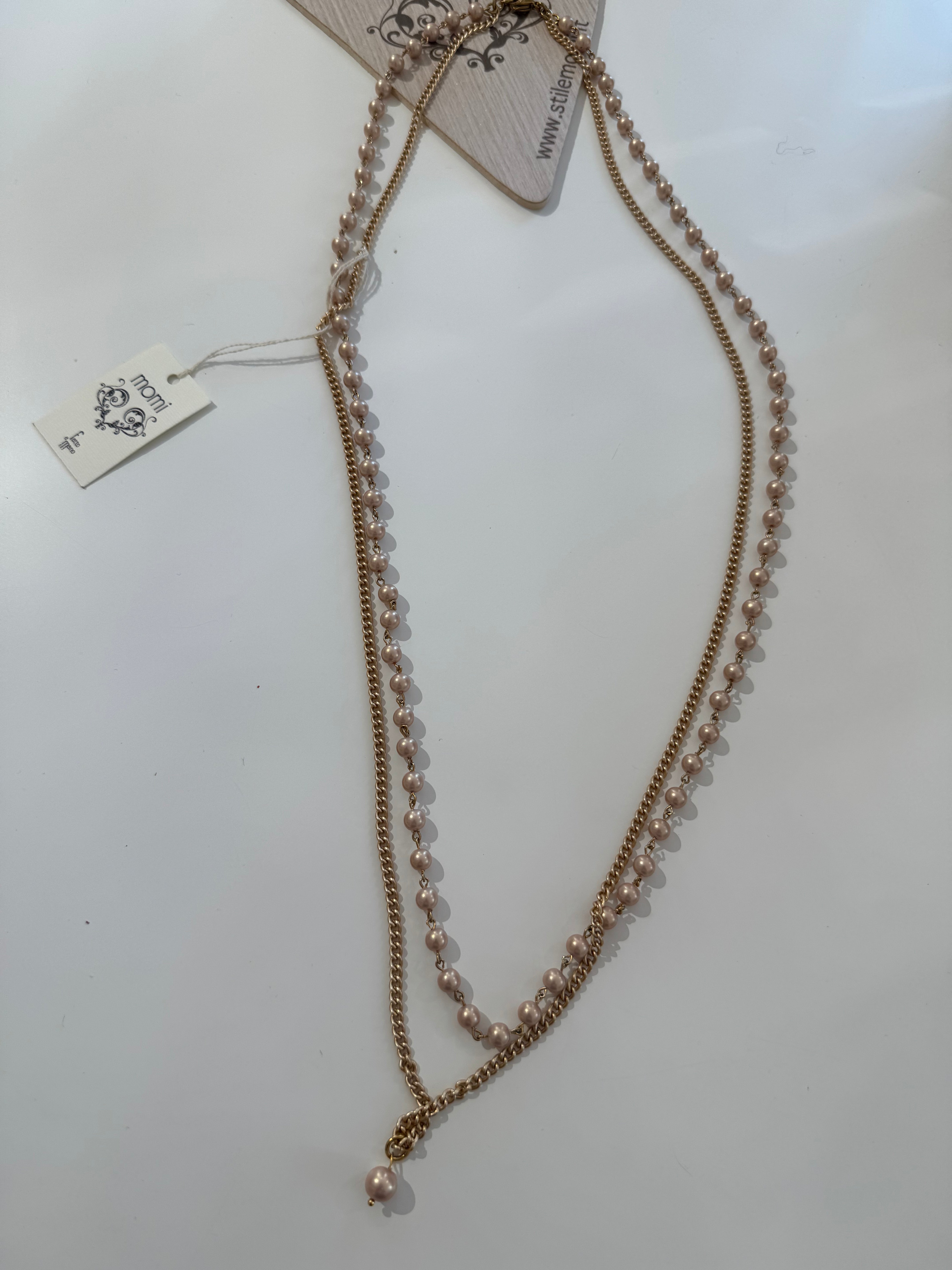 Collana Momi modello Giada - doppia catenina CRISTALLI + CATENINA ORO