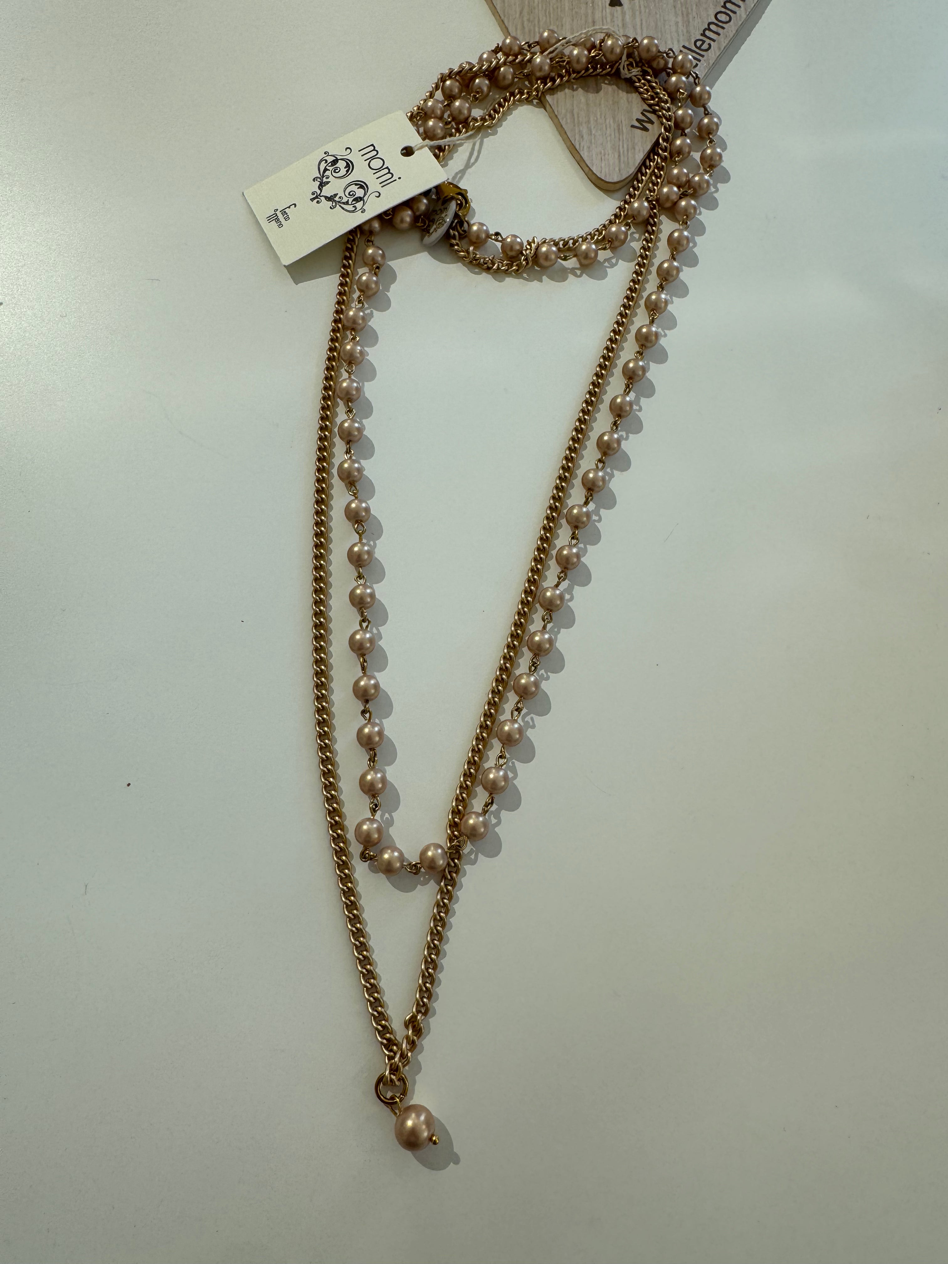 Collana Momi modello Giada - doppia catenina CRISTALLI + CATENINA ORO