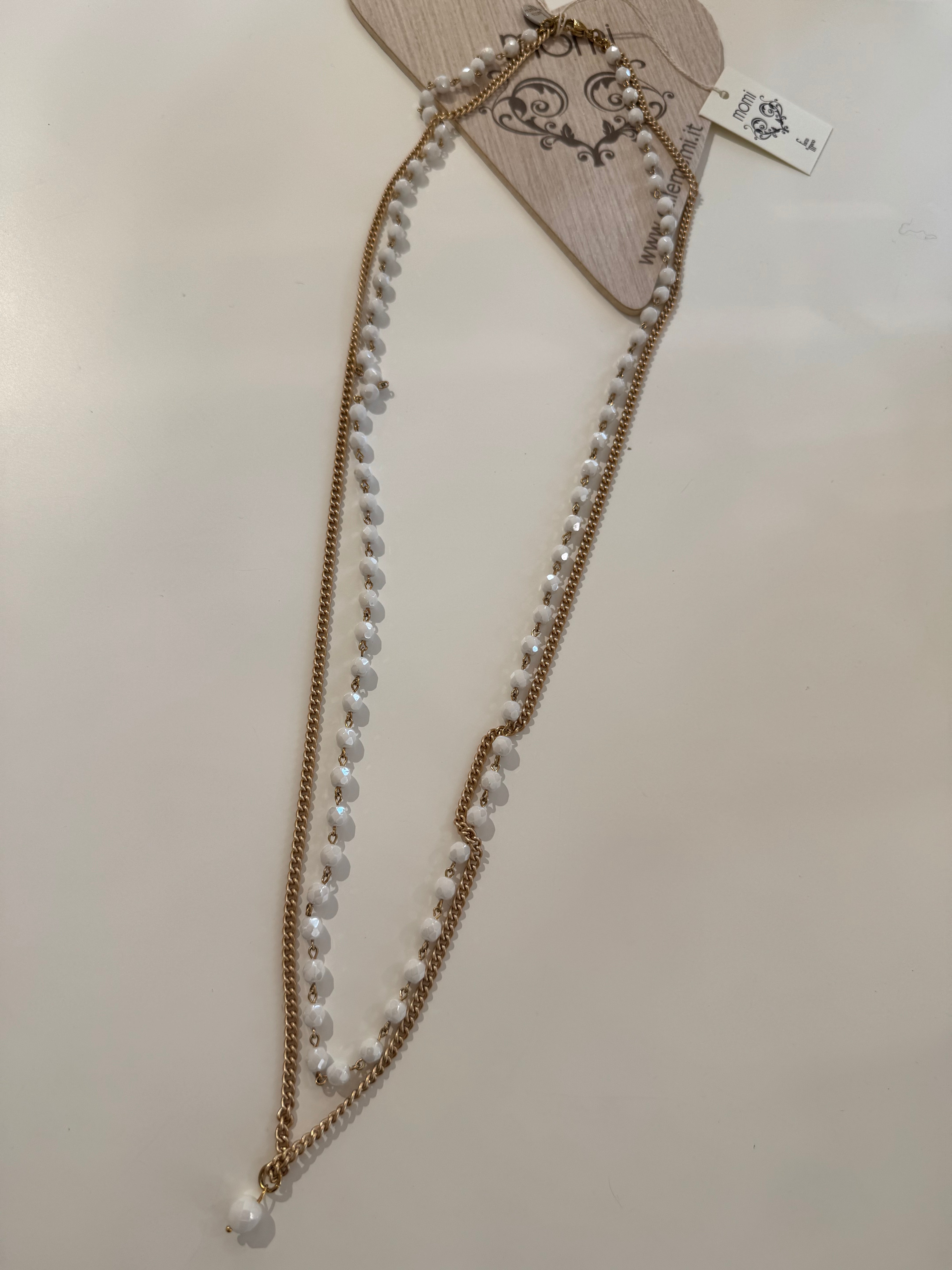 Collana Momi modello Giada - doppia catenina CRISTALLI + CATENINA ORO